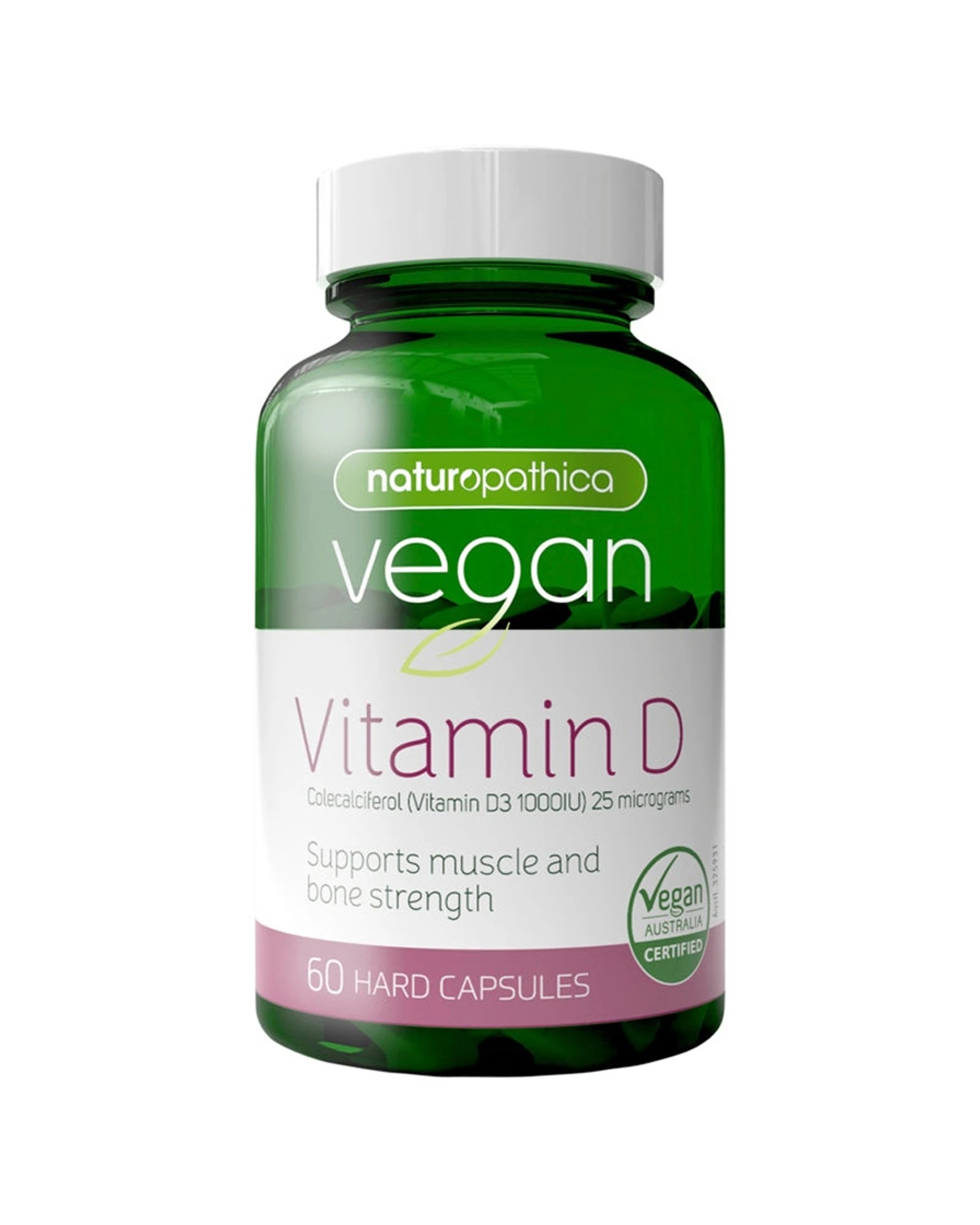 1 Naturopathica 60pc Vegan Vitamin D Hard Capsules Supports Muscle & Bone Strength, 1 of 1