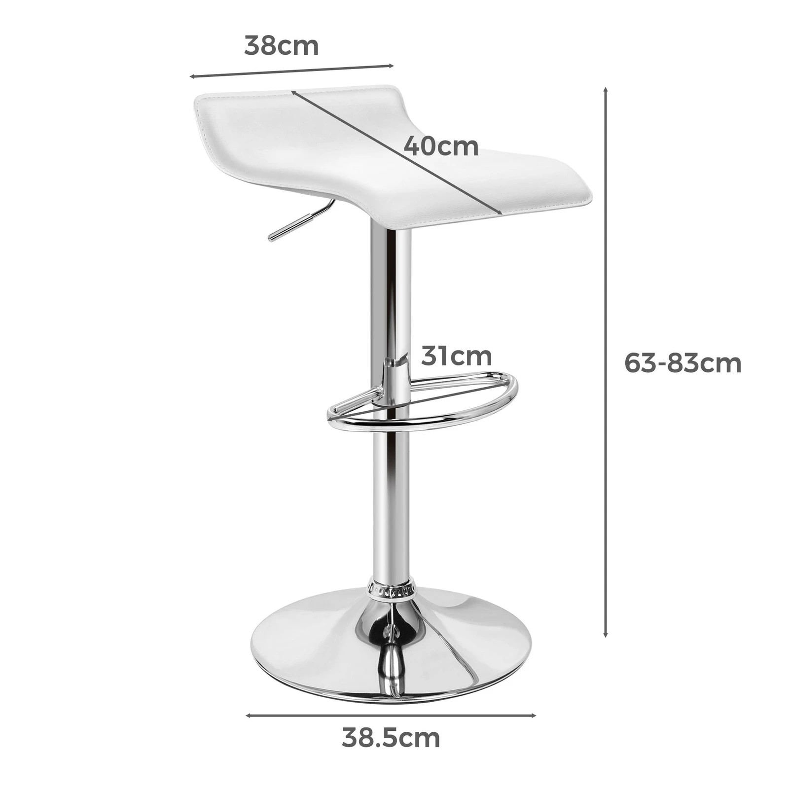 5 Alfordson 2x Bar Stools Saxton Kitchen Swivel Chair Leather Gas Lift - White, 5 of 7