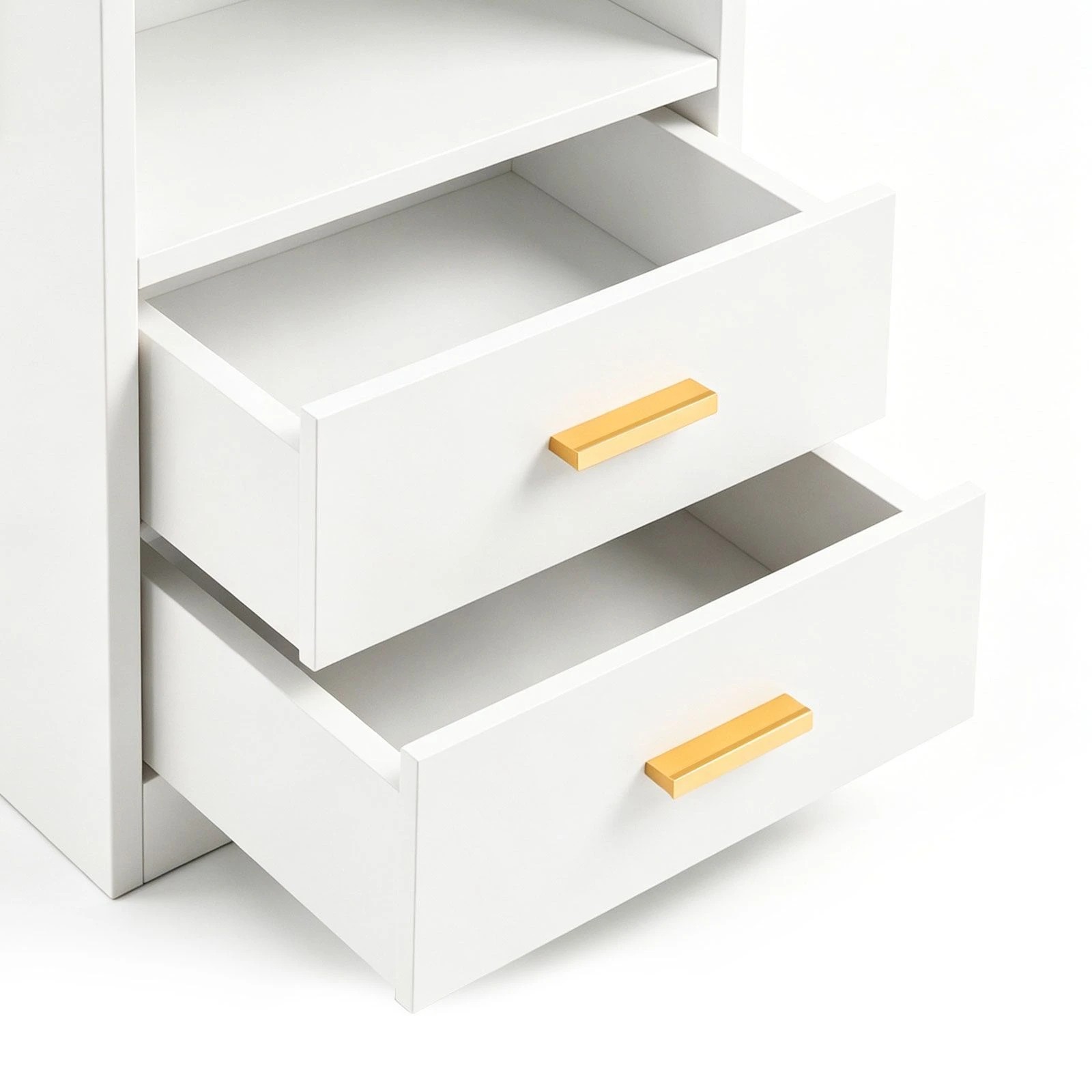 4 LUXSUITE LED Bedside Table Nightstand with USB Charging Station, 3 Drawers (1 Lockable) & Open Shelf, 4 of 6