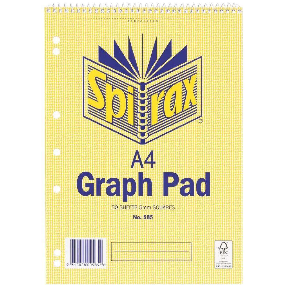 1 Spirax No. 585 A4 Graph Pad 5mm 30 Sheet, 1 of 3