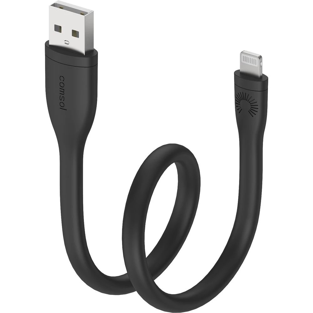 4 Comsol Lightning to USB Cable Silicone 25cm Black, 4 of 6