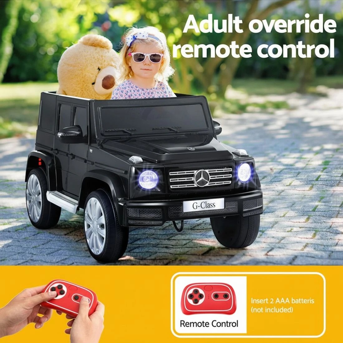 5 Kids Ride On Car Licensed Mercedes Benz G500 Electric Toys Horn Remote 12V - Black, 5 of 5