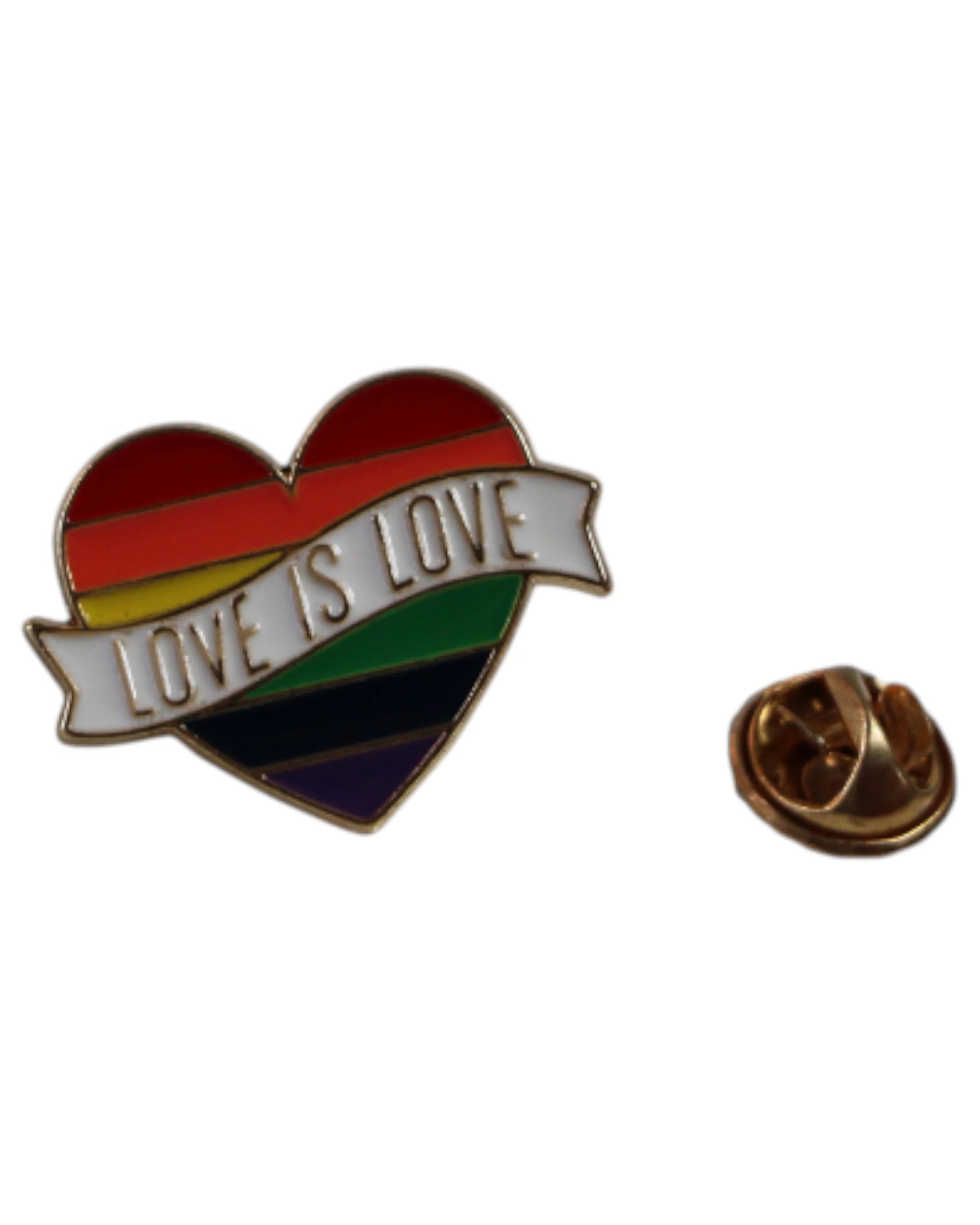 3 Zasel Rainbow Pride Love Is Love Gold Loveheart Lgbt Brooch Blazer Shirt Pin - Multi, 3 of 4