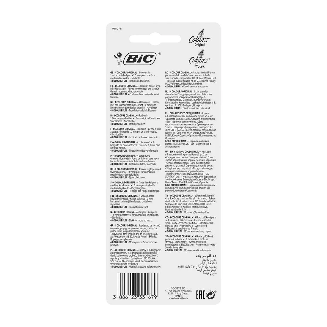 4 BIC 4 Colours Ballpoint Pens Original + Fun 3 Pack, 4 of 4