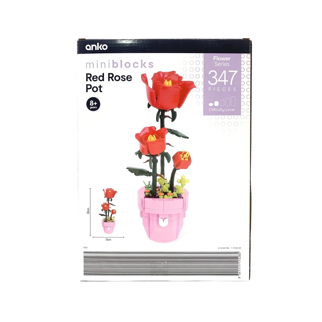 3 347 Piece Mini Blocks Flower Series: Red Rose Pot, 3 of 3
