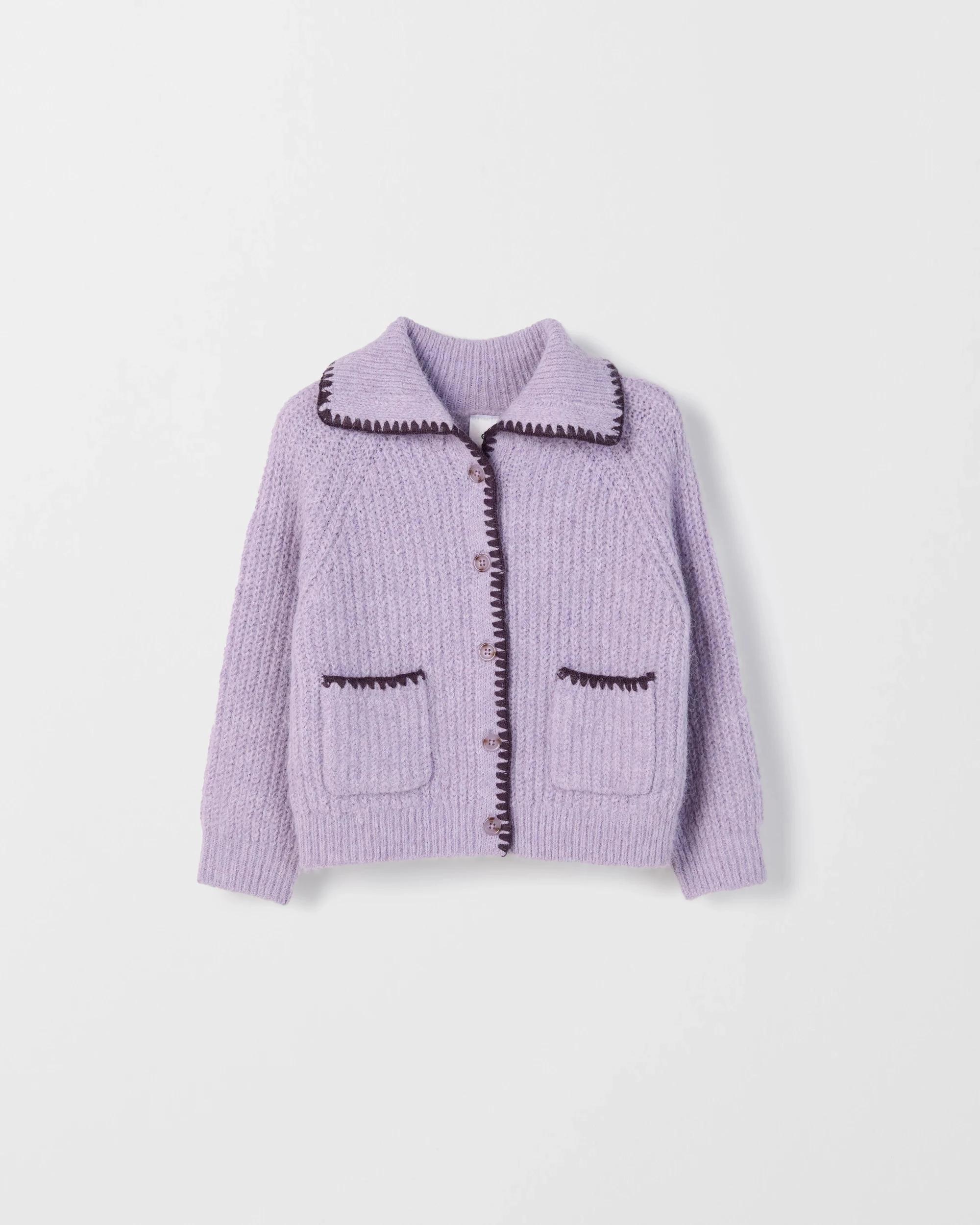 7 Target Kids Long Sleeve Blanket Stitch Cardigan PURPLE, 7 of 8