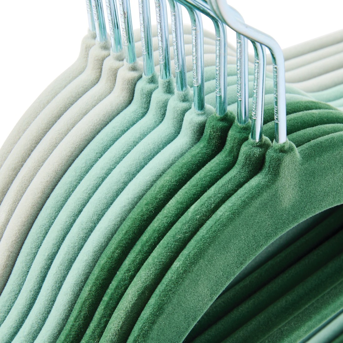 8 12 Pack Flocked Hangers - Green, 8 of 8