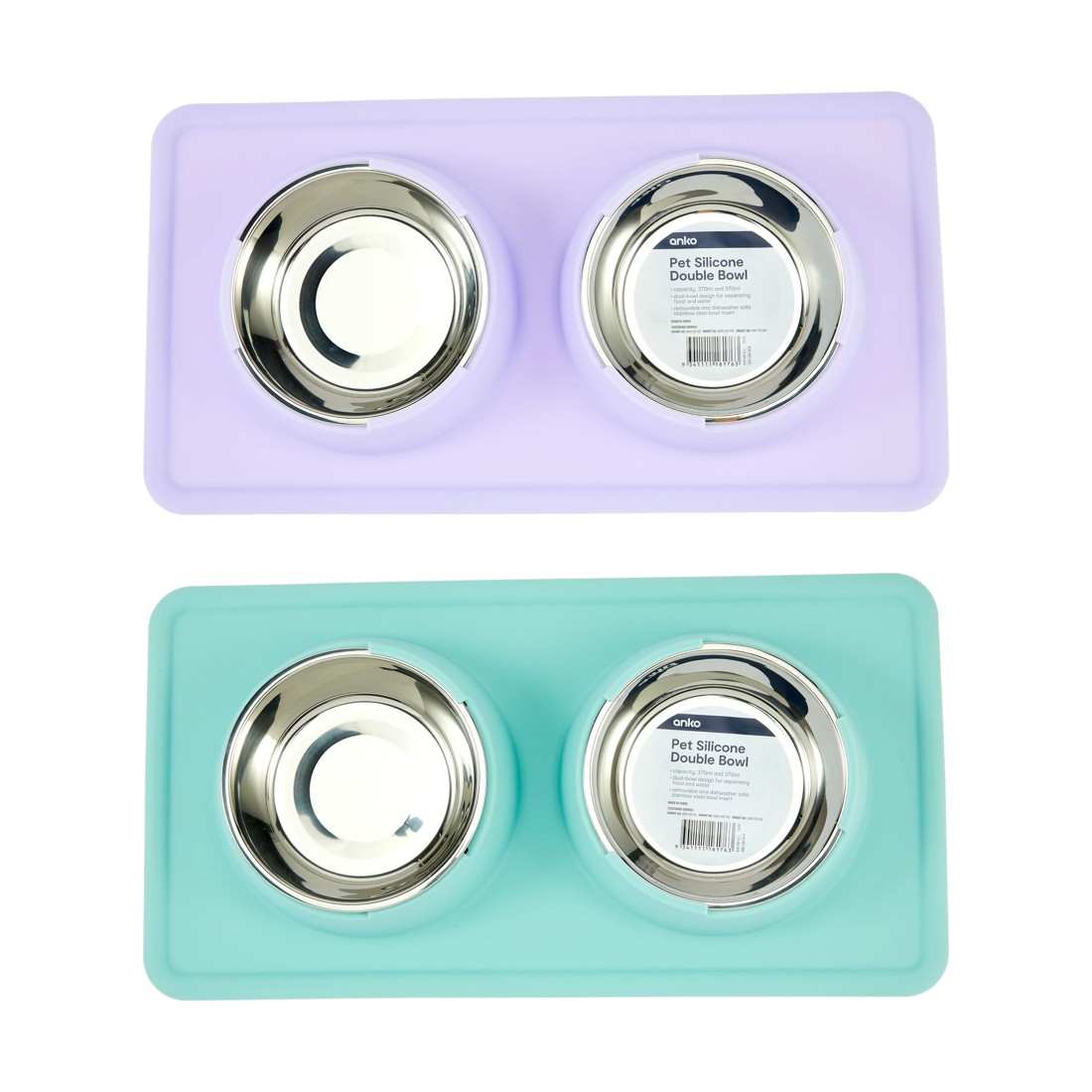 4 Pet Silicone Double Bowl - Assorted, 4 of 4