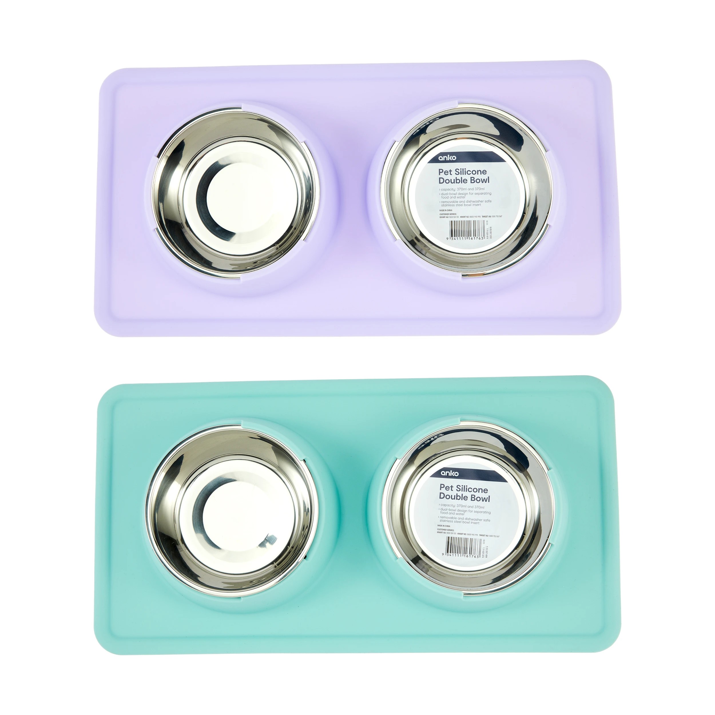 4 Pet Silicone Double Bowl - Assorted, 4 of 4