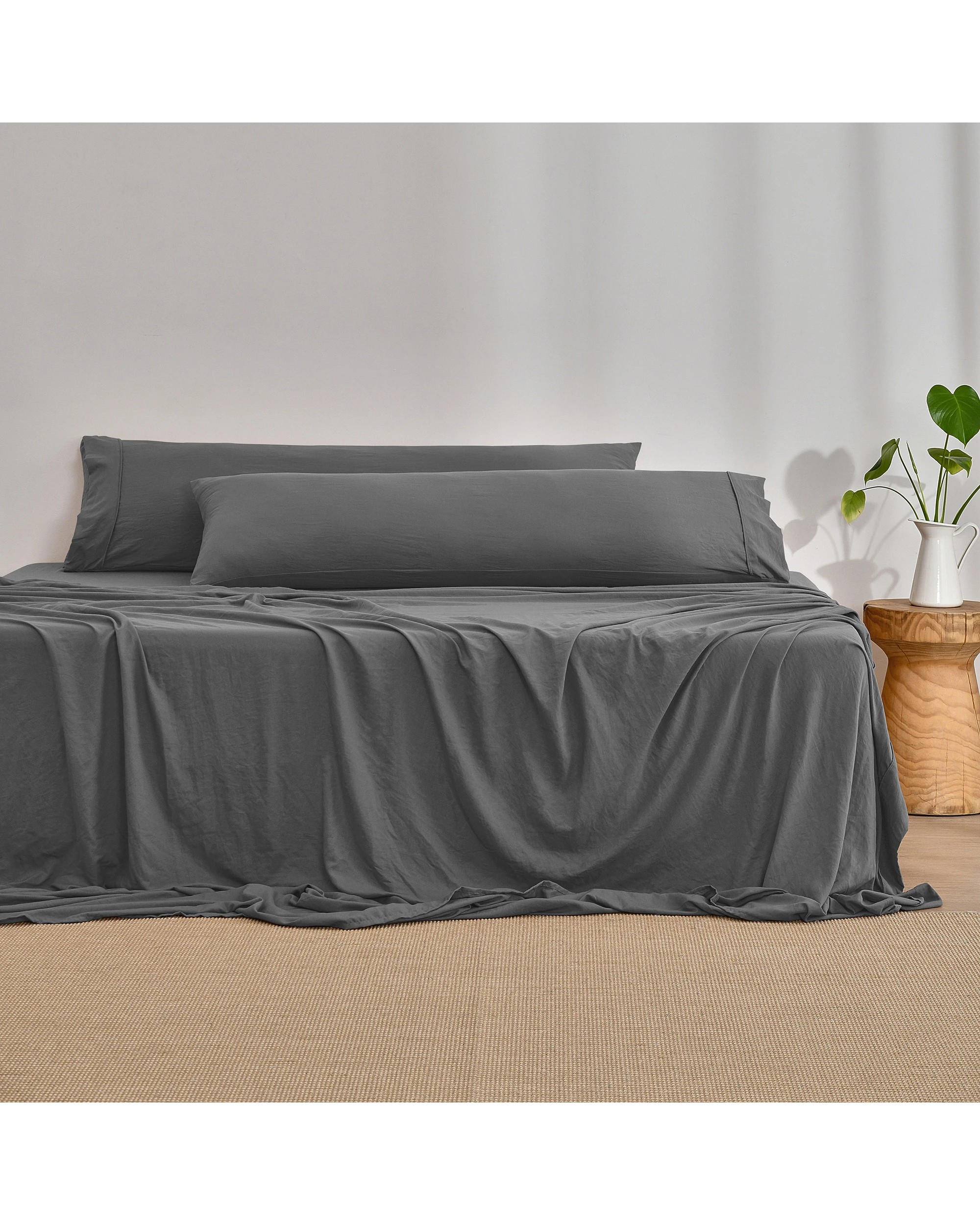 1 Dreamaker Superfine Washed Microfibre Body Pillowcase Twin Pack - Charcoal, 1 of 5