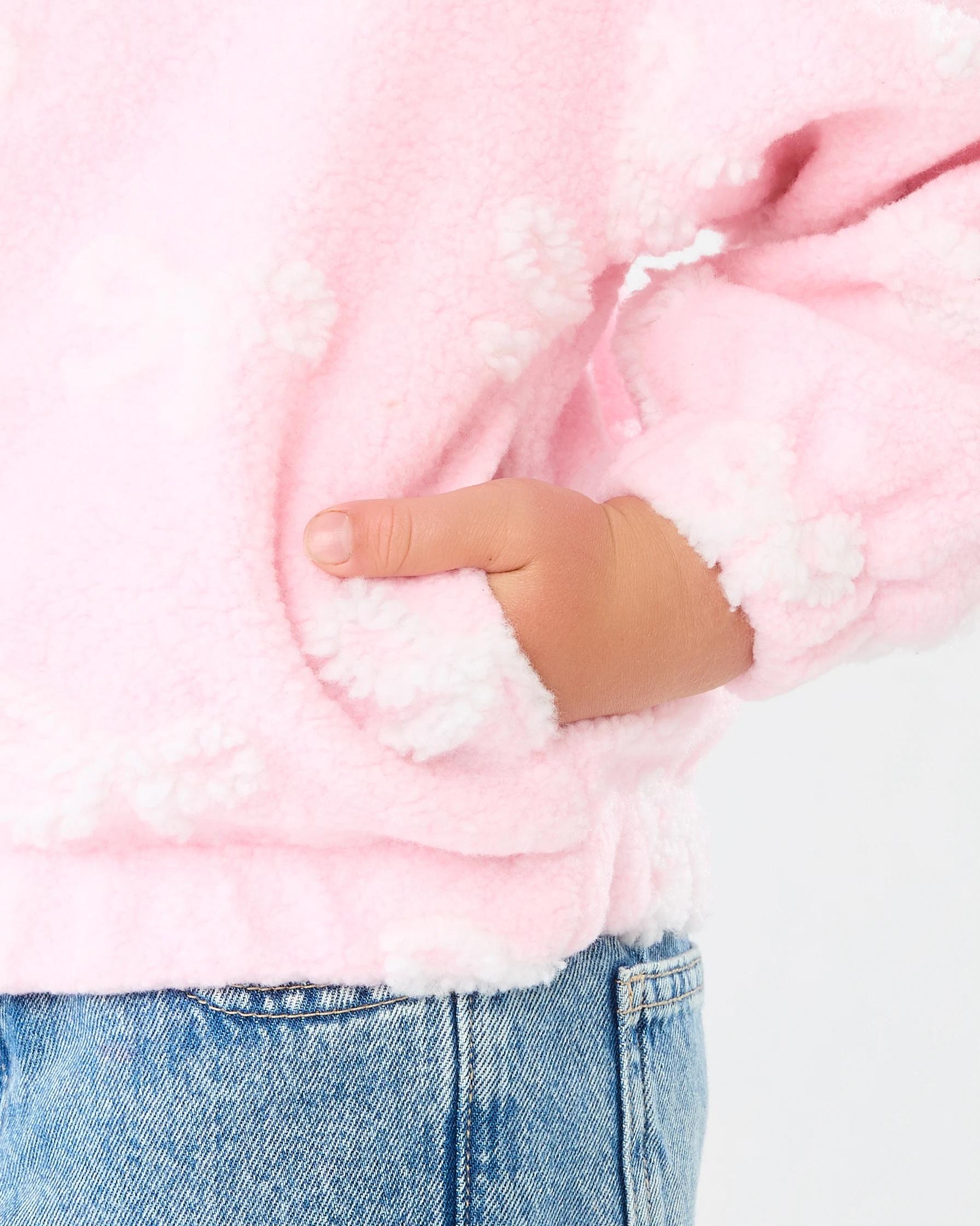 5 Sherpa Lined Zip Through Hoodie Pink Bow, 5 of 7