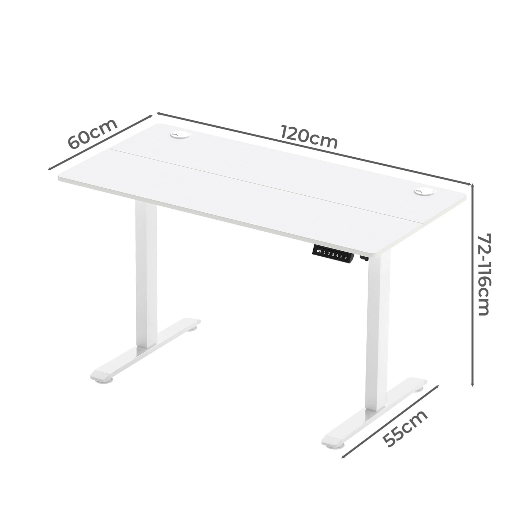 3 Levede Electric Standing Desk 120cm - White, 3 of 9