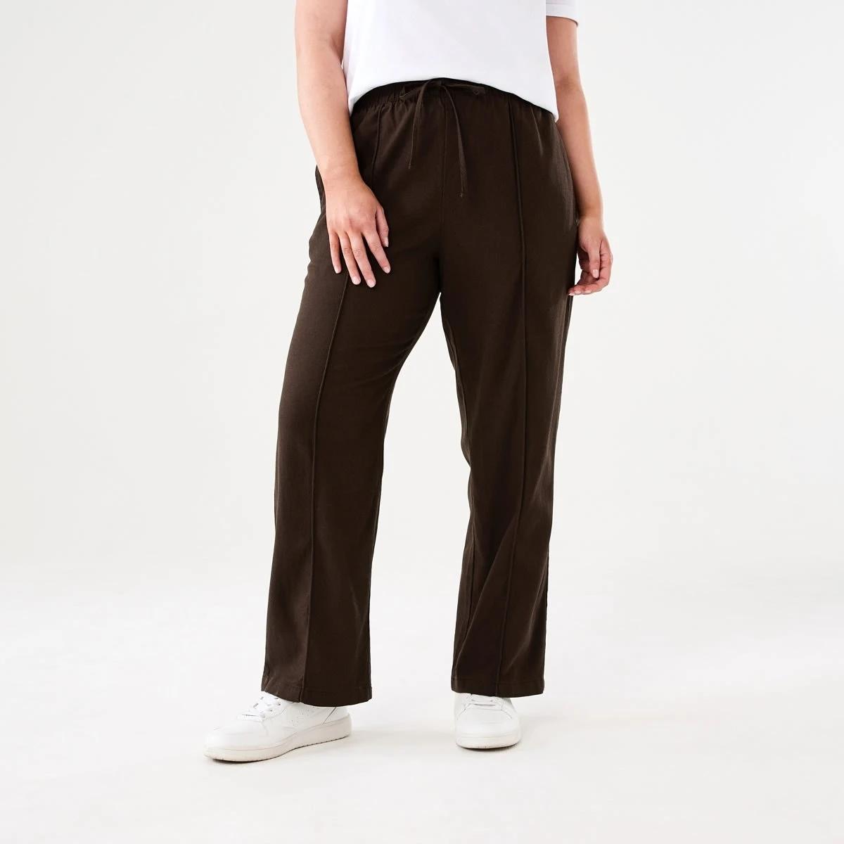 1 Textured Seam Front Pants MELTED CHOCOLATE, 1 of 5