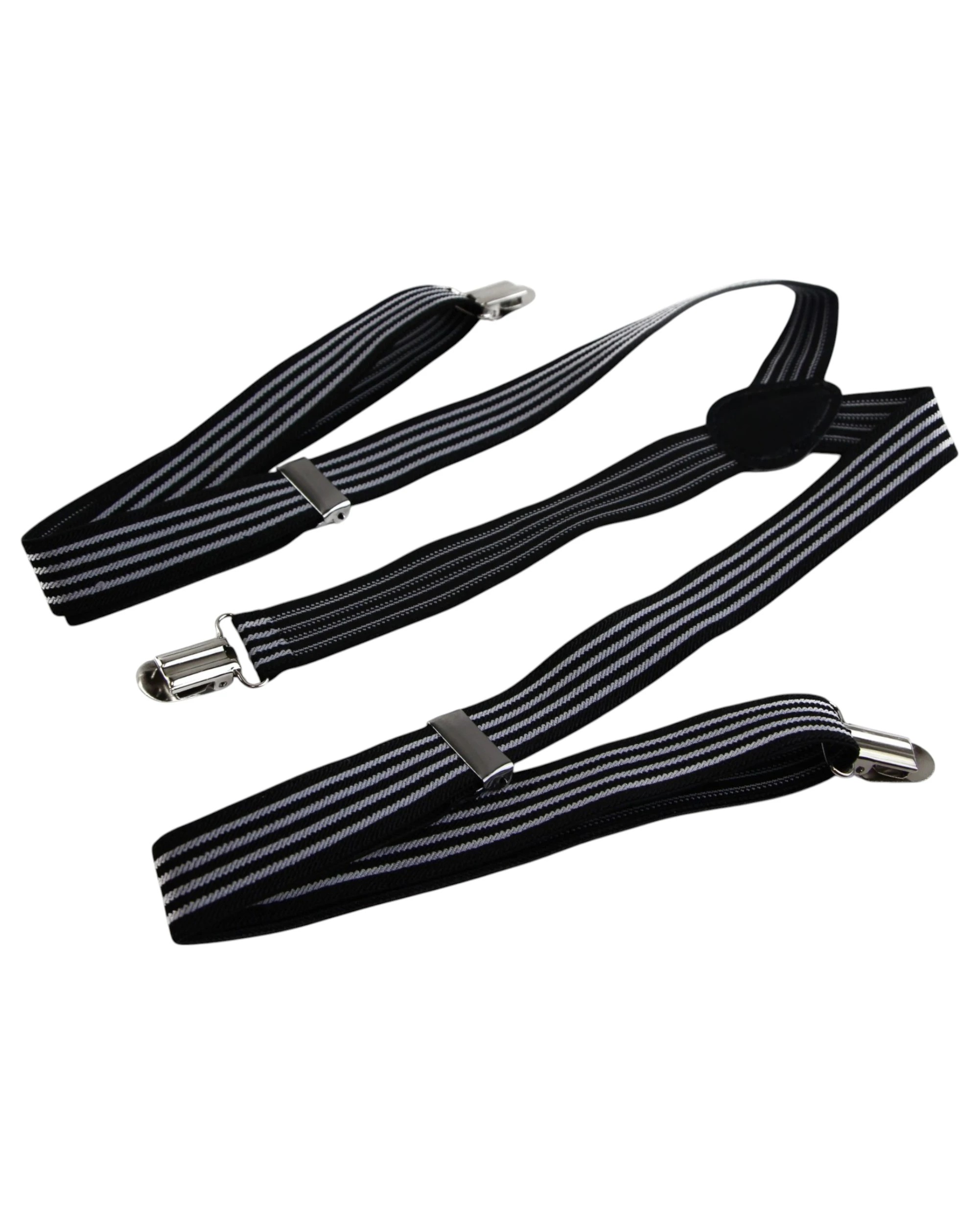 4 Zasel Mens Adjustable Black & White Striped Patterned Suspenders - Multi, 4 of 5
