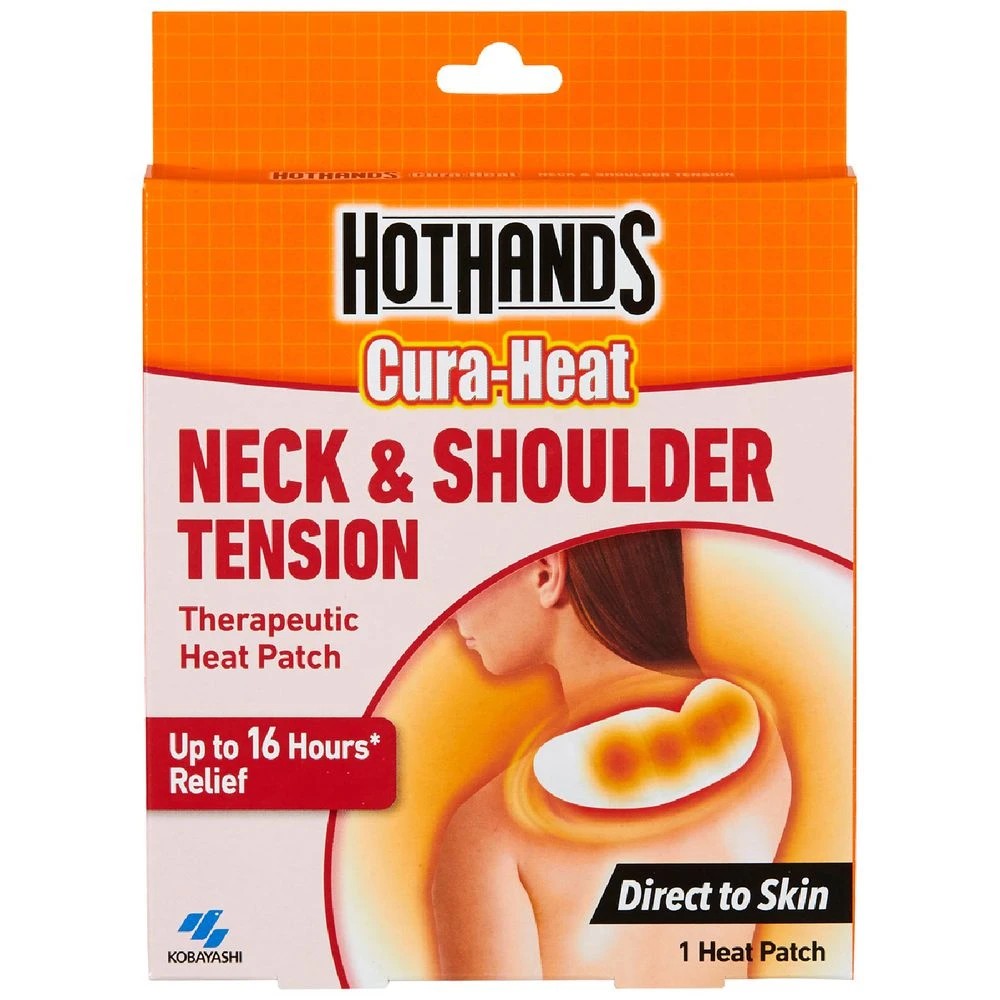 1 Hot Hands Cura-Heat Neck & Shoulder Tension Patches, 1 of 2