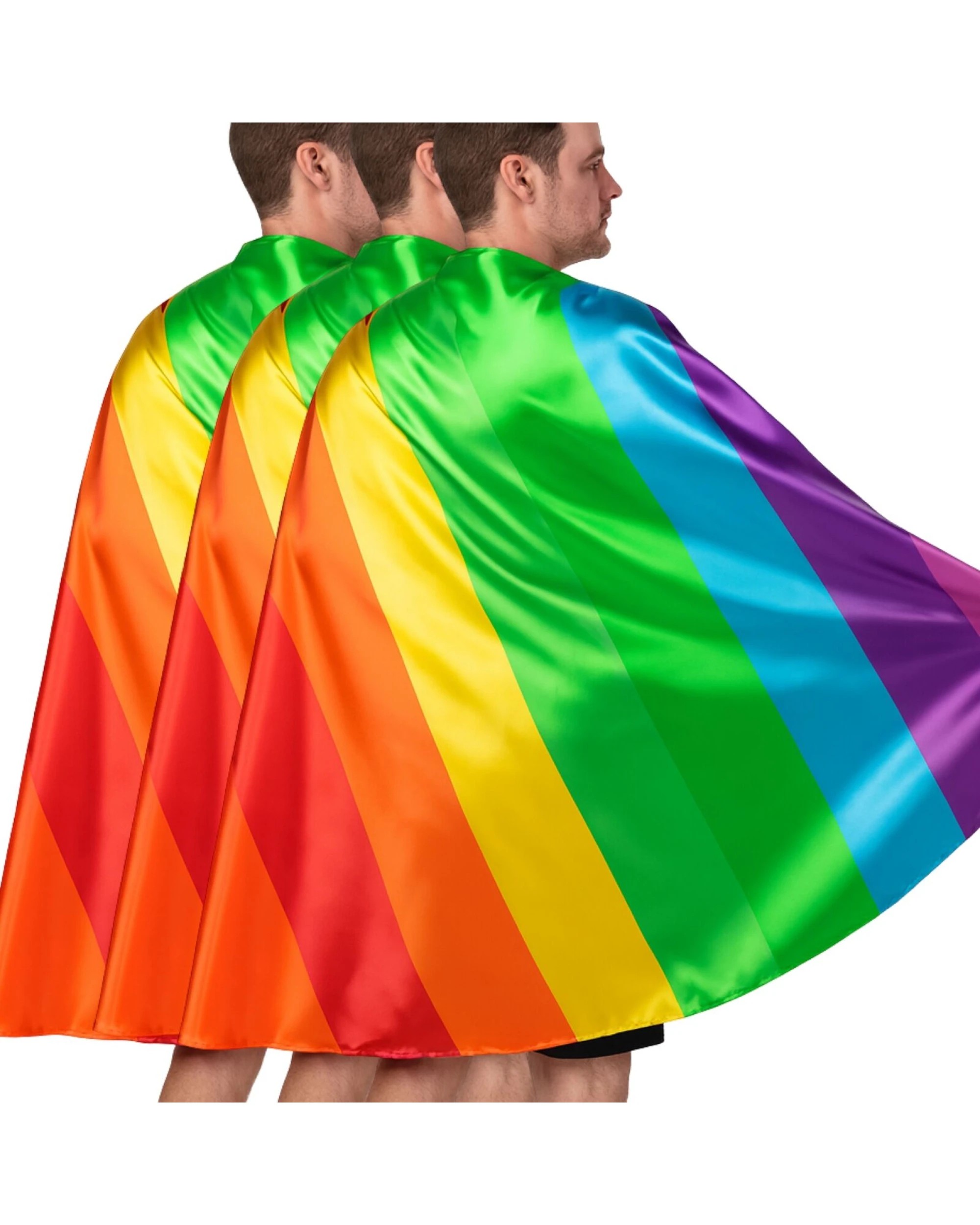 1 BR Costumes Deluxe Rainbow Capes for Party and Fancy Dress, Pack of 3, 1 of 3