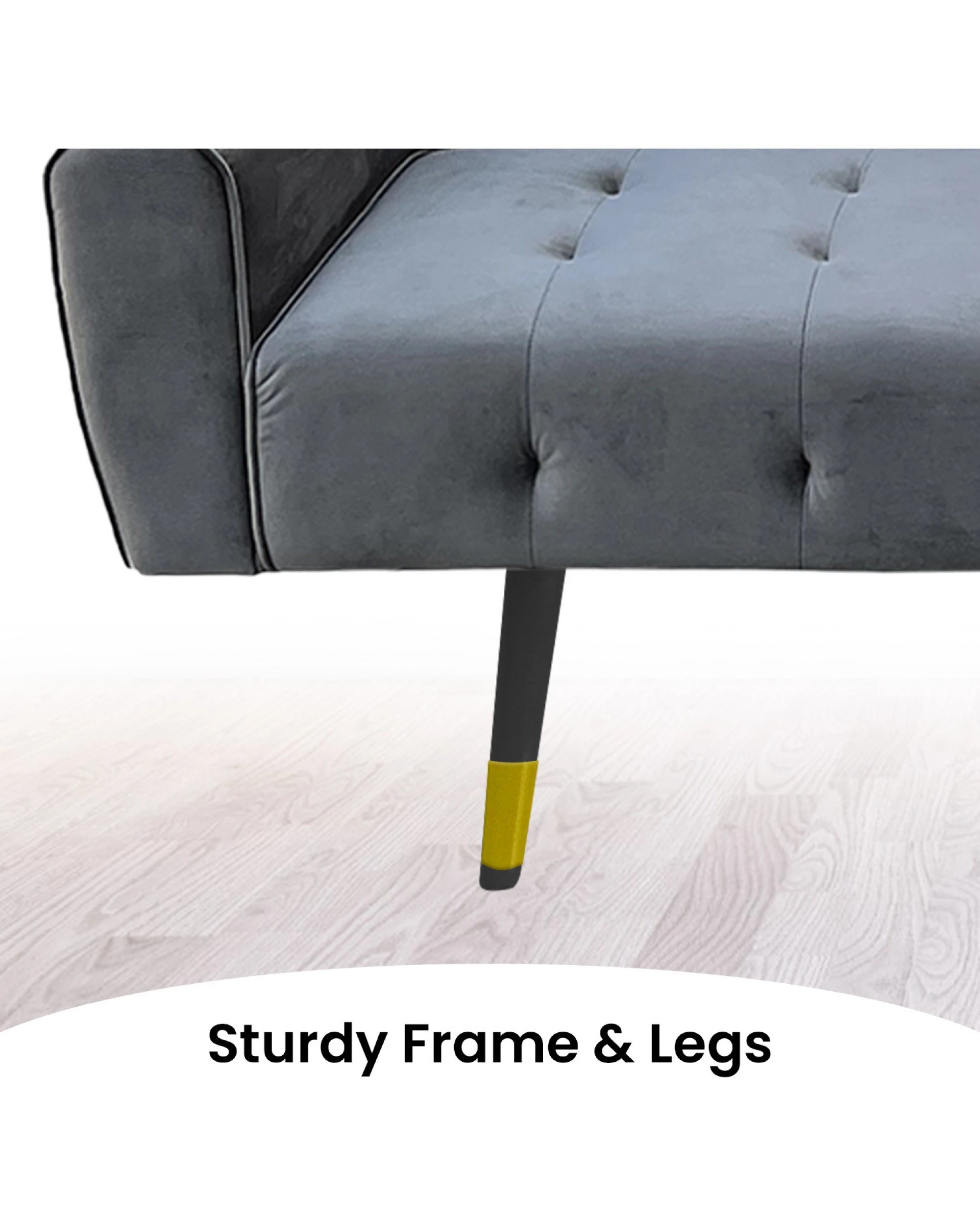 9 Ava Tufted Velvet Sofa Bed By Sarantino - Dark Grey, 9 of 9