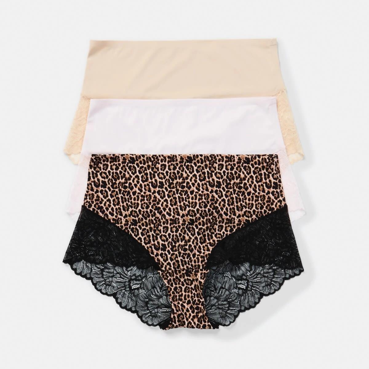 1 3 Pack No Show Lace Full Briefs LEOPARD, PINK CHALK, LIGHT FAWN, 1 of 8
