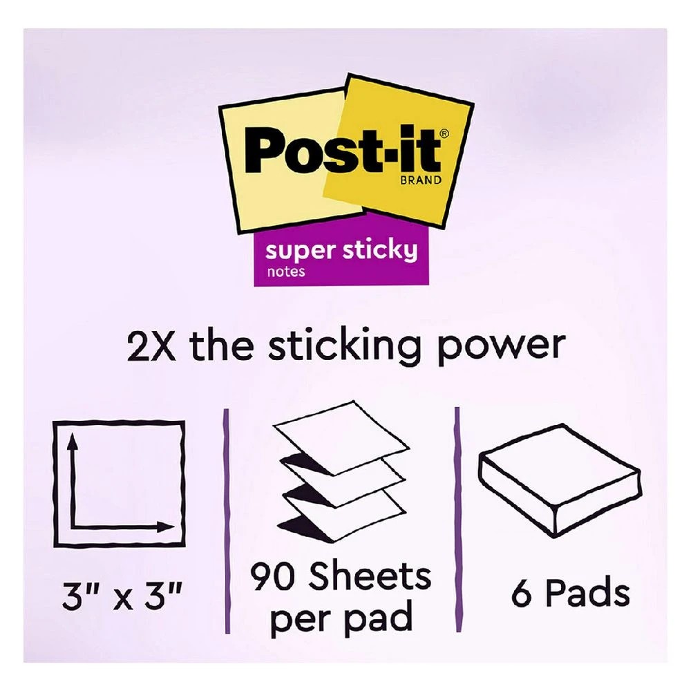 6 Post-it Super Sticky Disp Note 76x76mm Supernova Neons 6 Pack, 6 of 10