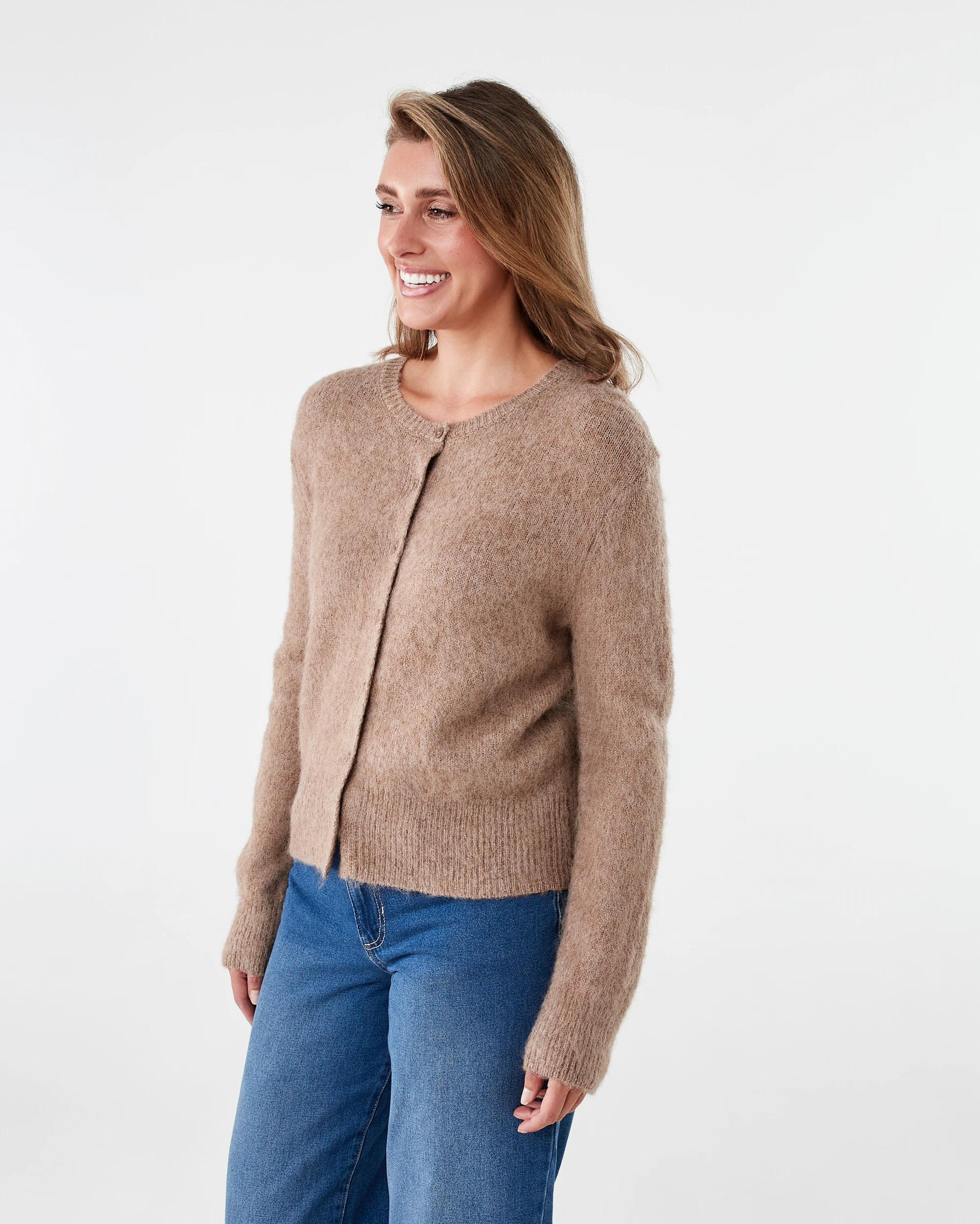 2 Long Sleeve Fluffy Cardigan Natural, 2 of 6
