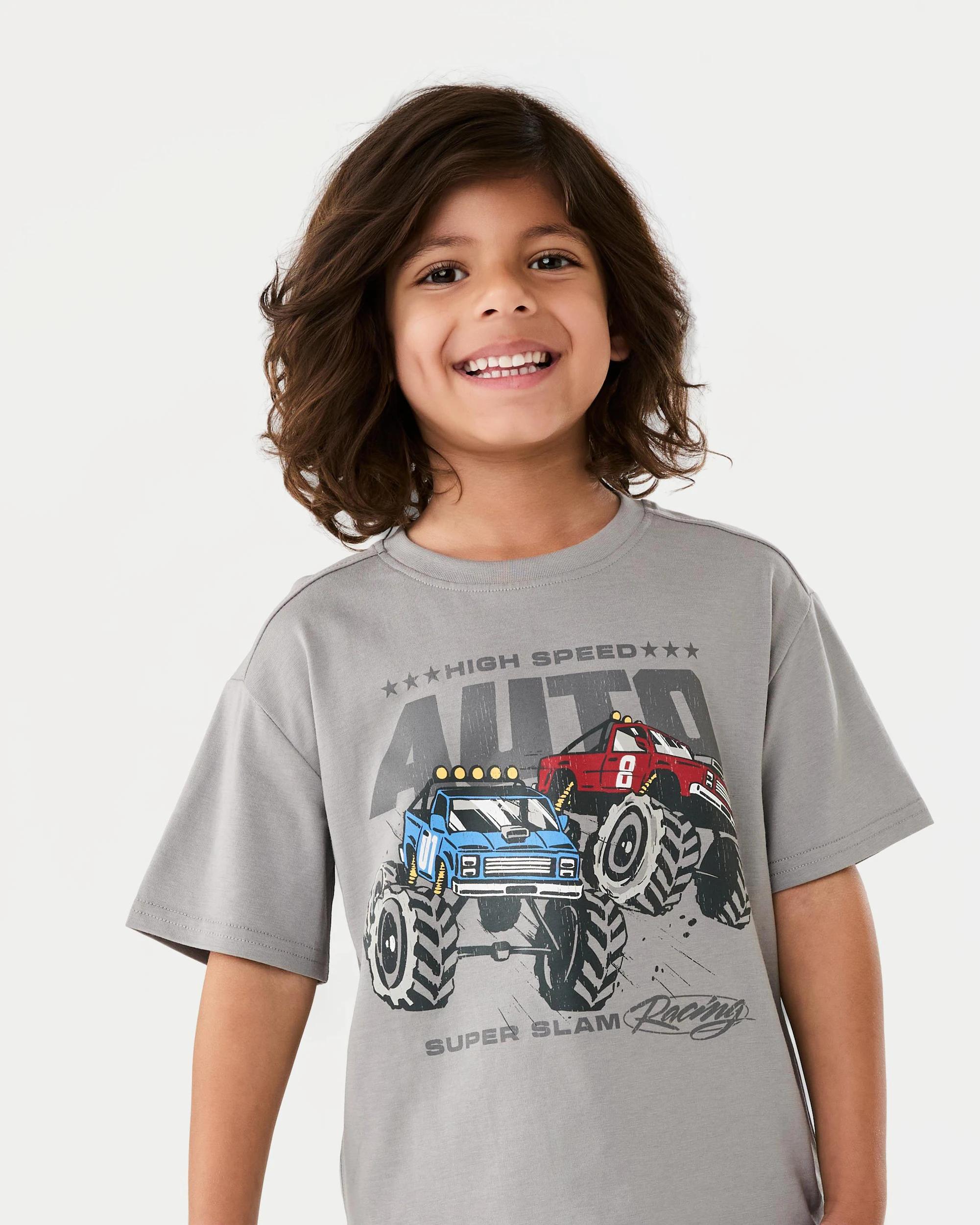 3 Chest Print T-shirt Gry Truck, 3 of 7