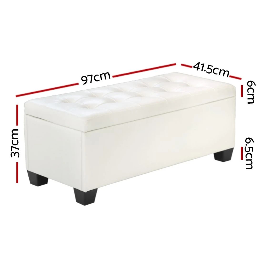 2 Artiss Storage Ottoman Blanket Box 97cm - White, 2 of 10
