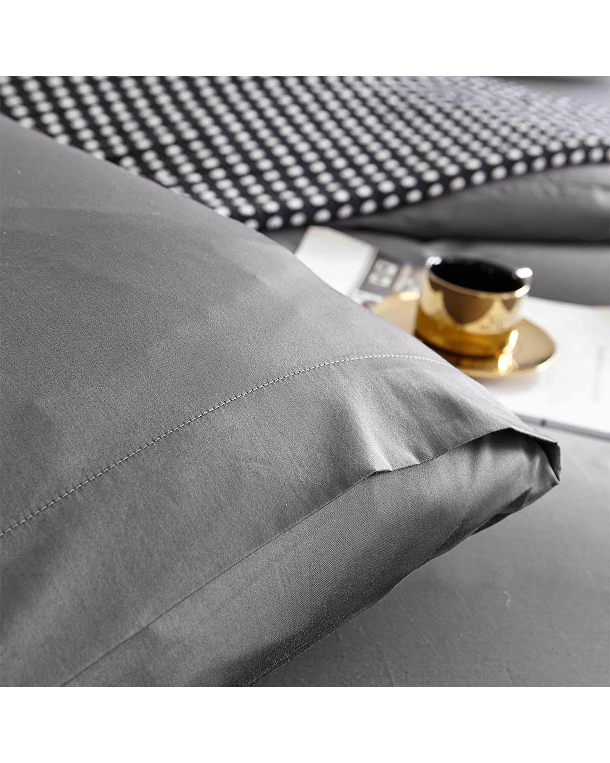 5 Cotton More 100% Cotton 650TC Quilt Cover Set King Steel - Grey, 5 of 7