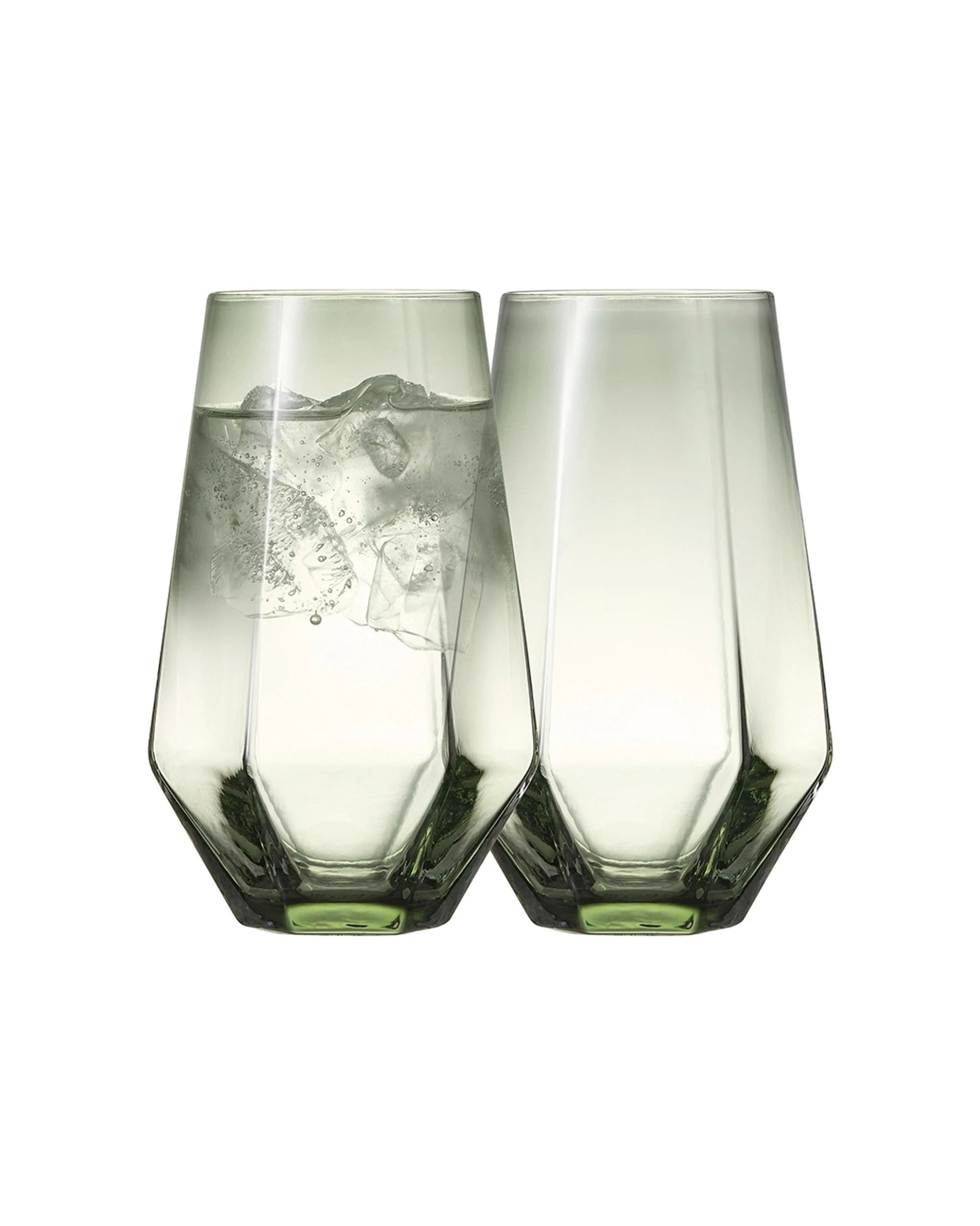 2 Ecology 4pc Jemma Geometric Highball Hiball Glass Set 480ml Willow Smokey - Green, 2 of 5