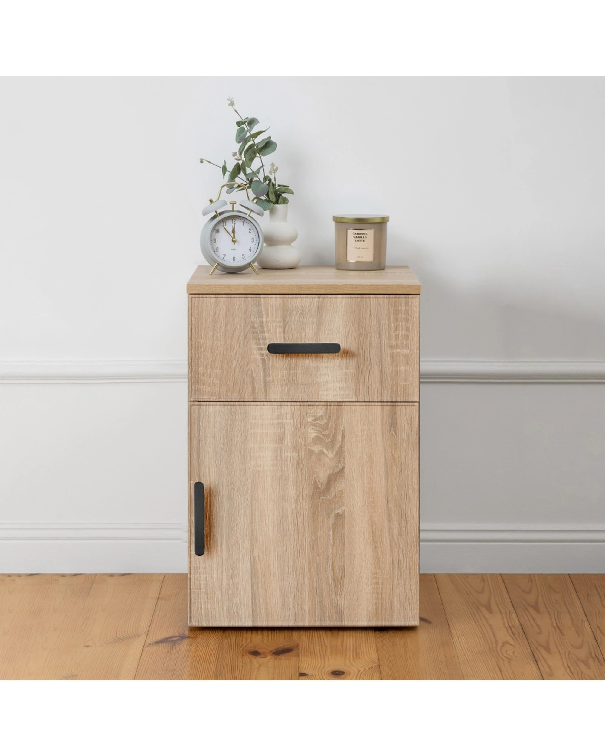 2 European Cabinetry Porto Oak Slim Bedside Table Oval Handle - Natural, 2 of 4
