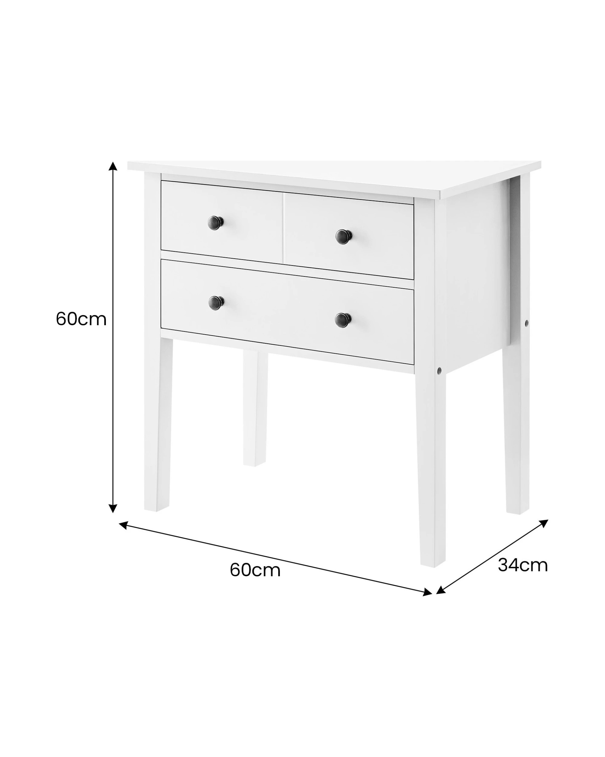 3 Sarantino Sven Bedside Table Night Stand - White, 3 of 9