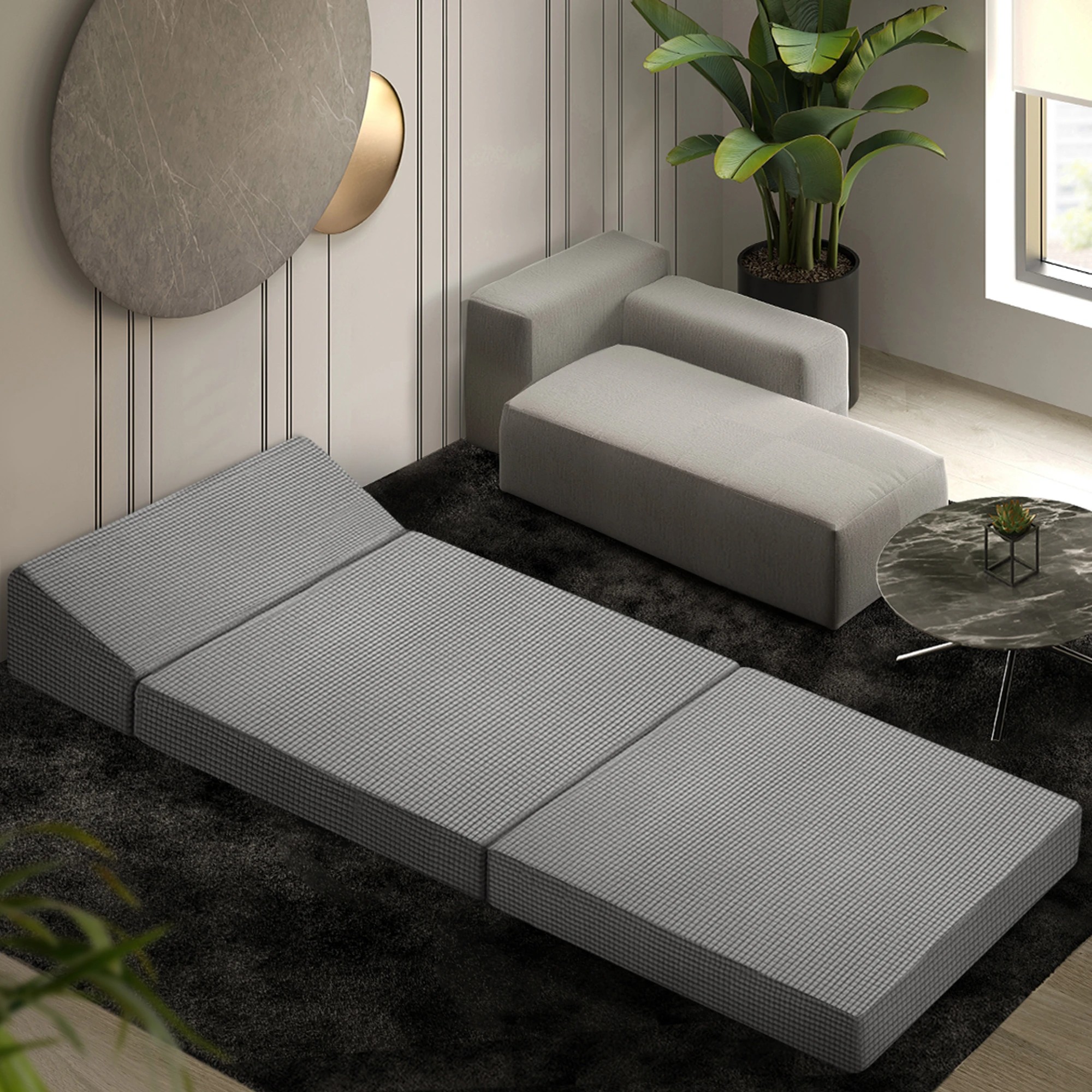 1 Bedra Bedding Foldable Mattress Folding Sofa Bed Trifold Sleeping Camping Cushion Single - Grey, 1 of 7