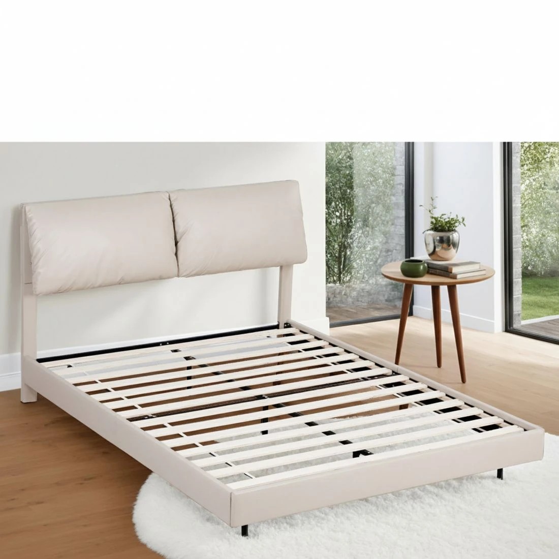 6 Artiss Double Bed Frame RGB LED Floating Beds Adjustable Headboard - White, 6 of 9
