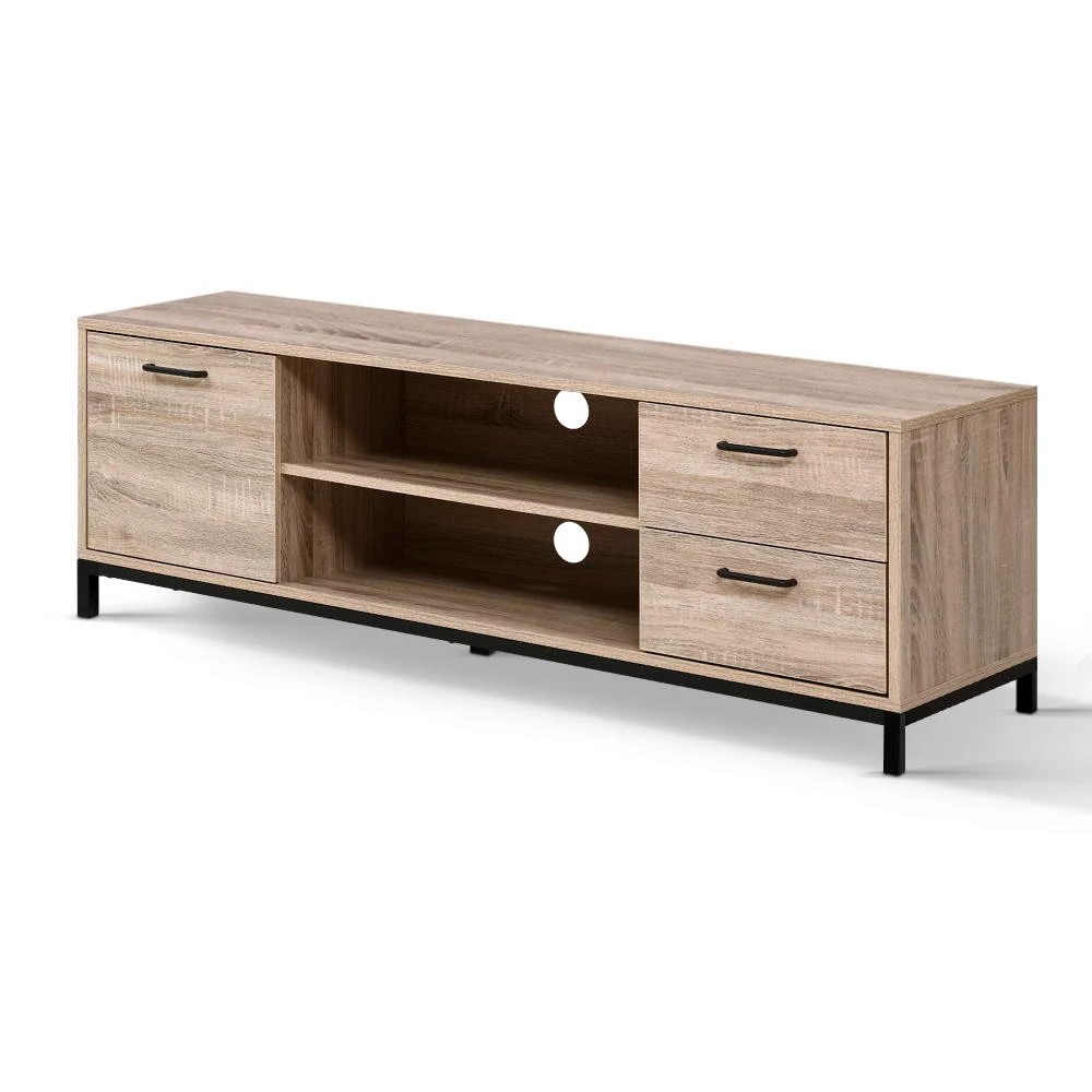 1 Artiss TV Cabinet Entertainment Unit 132cm Pine Tania - Natural, 1 of 8