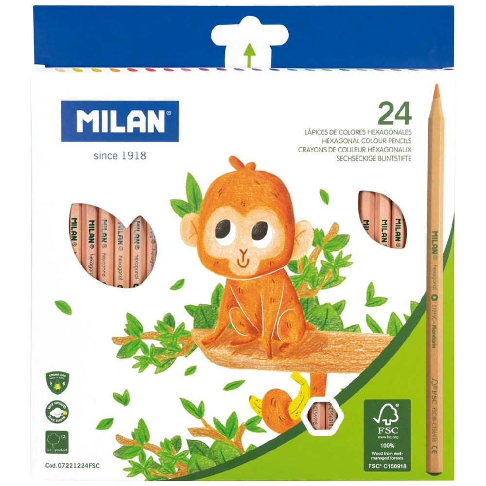 1 Milan FSC Hexagonal Coloured Pencils 24 Pack, 1 of 7