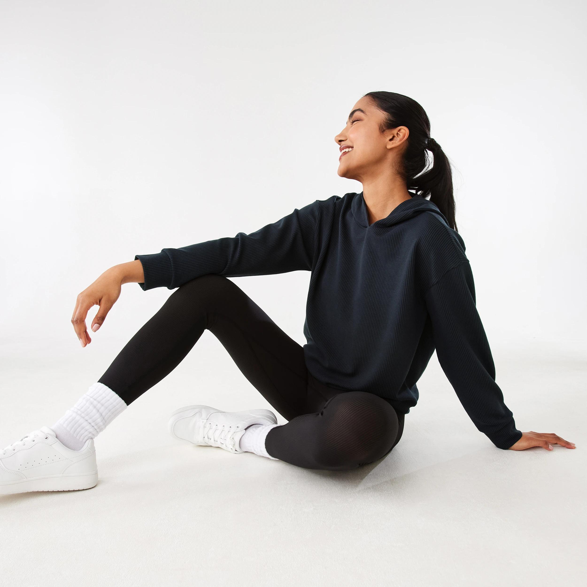 10 Active Womens Ribbed Scuba Hoodie WASHED BLACK, 10 of 10