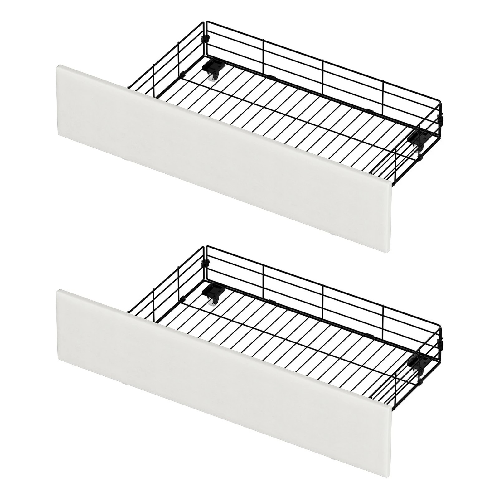 1 Oikiture Bed Frame Trundle Storage Metal Drawers Set of 2 - White, 1 of 9