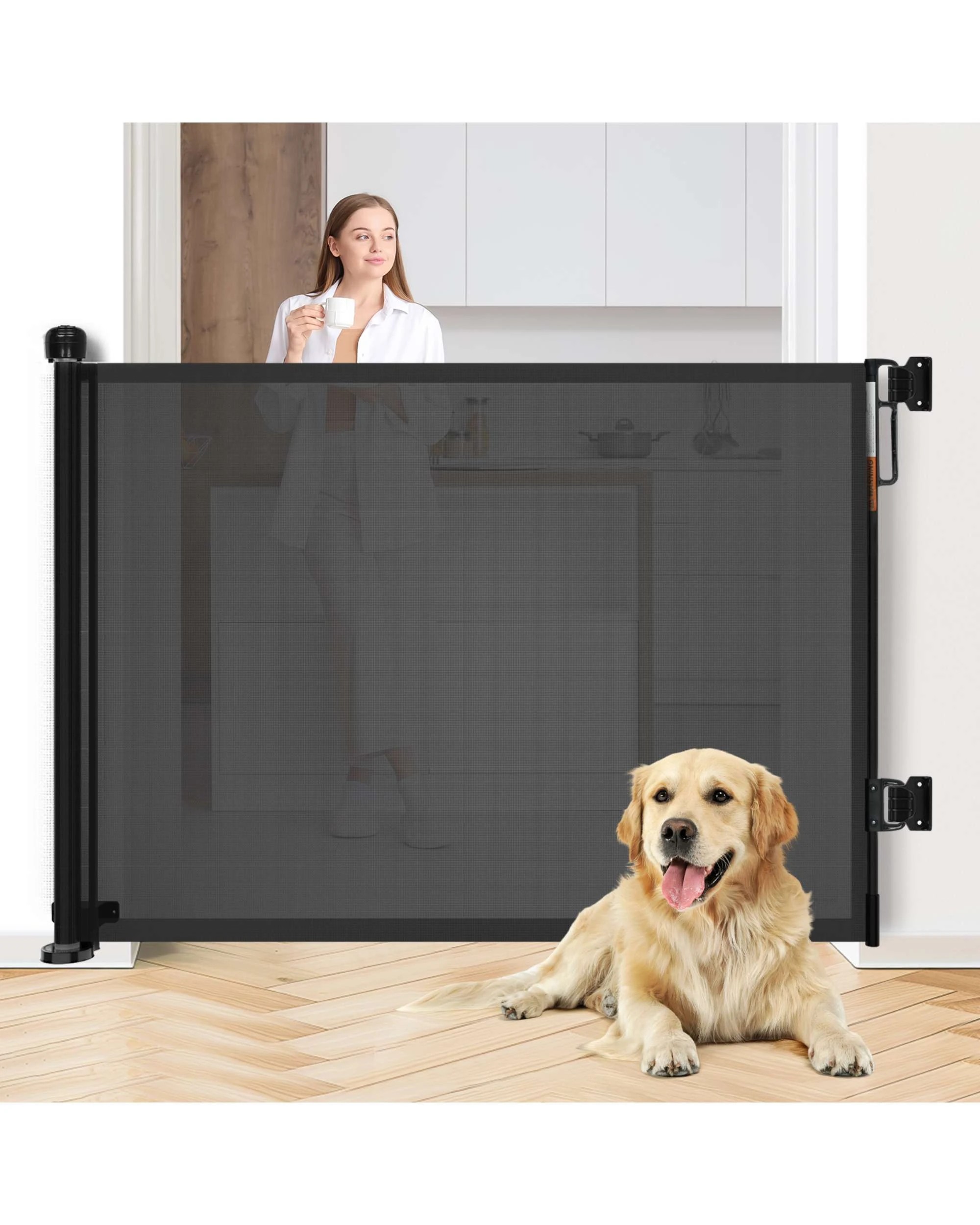 4 Advwin Retractable Pet Gate Pet Safety Fence Pet Door, 4 of 7