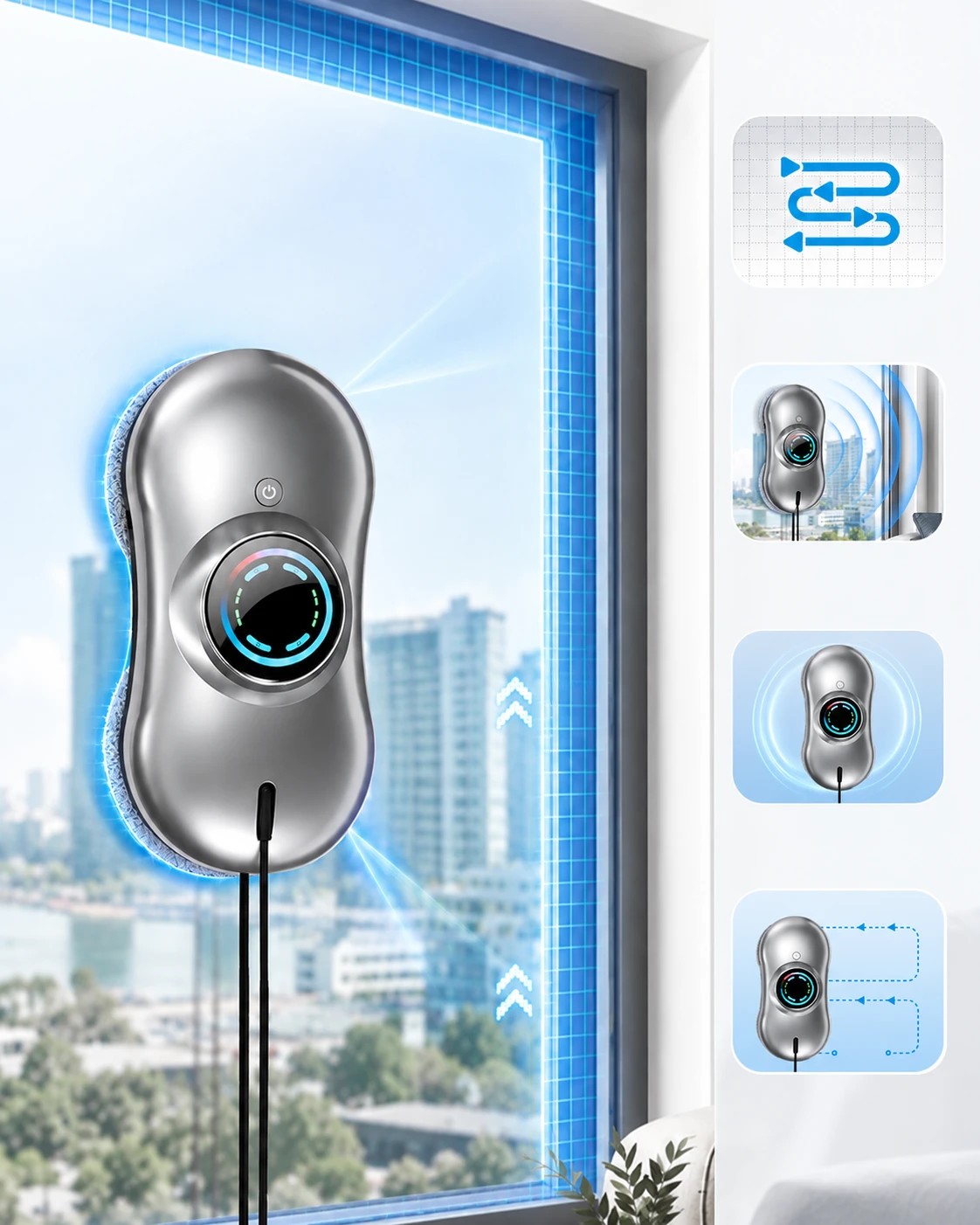 4 Advwin Window Cleaning Robot Auto Dual Water Spray - Silver, 4 of 9