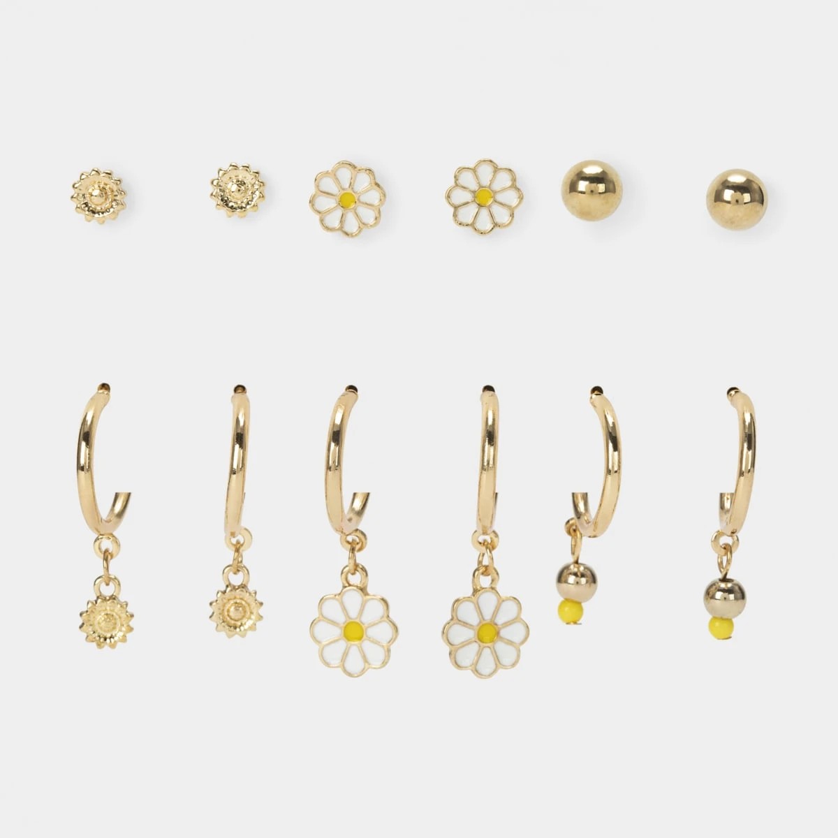 1 6 Pack Hoop and Stud Earrings - Gold Tone, 1 of 5