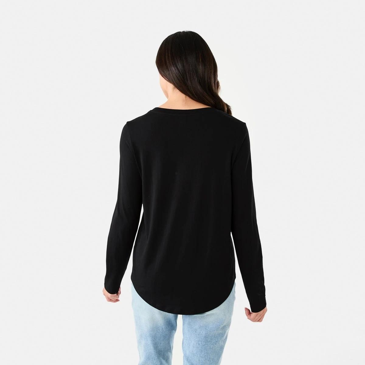 3 Long Sleeve Cotton Modal T-shirt BLACK, 3 of 6