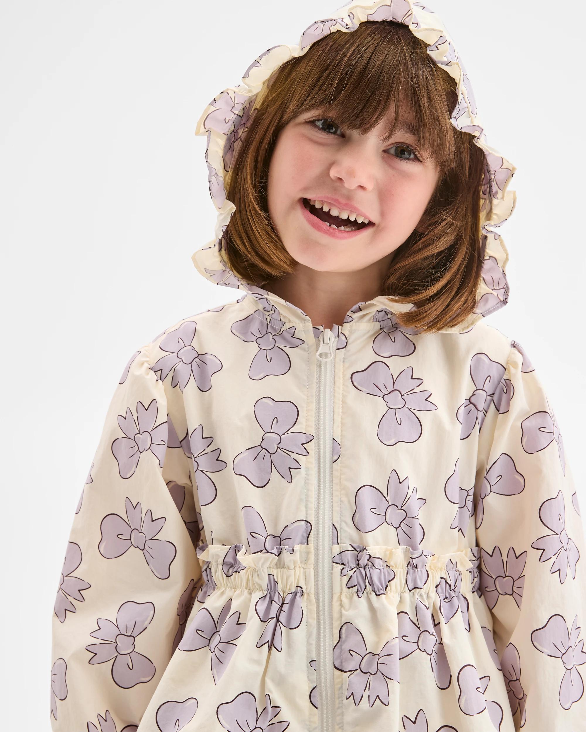 1 Target Kids Water Repellent Long Sleeve Frill Jacket BOW AOP MULTI, 1 of 7