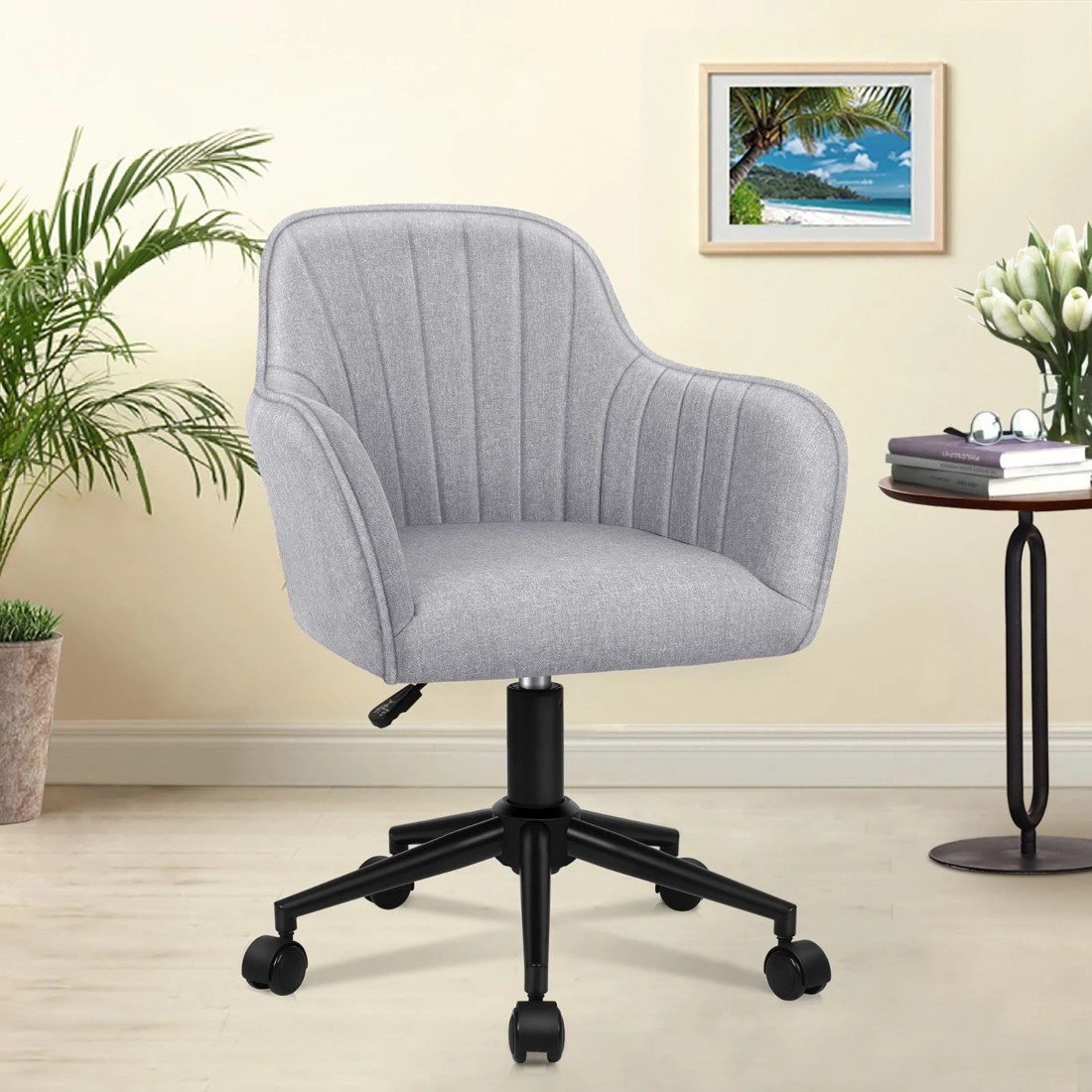 9 Alfordson Office Chair Fabric Armchair Computer Swivel Adult Kids - Grey, 9 of 10