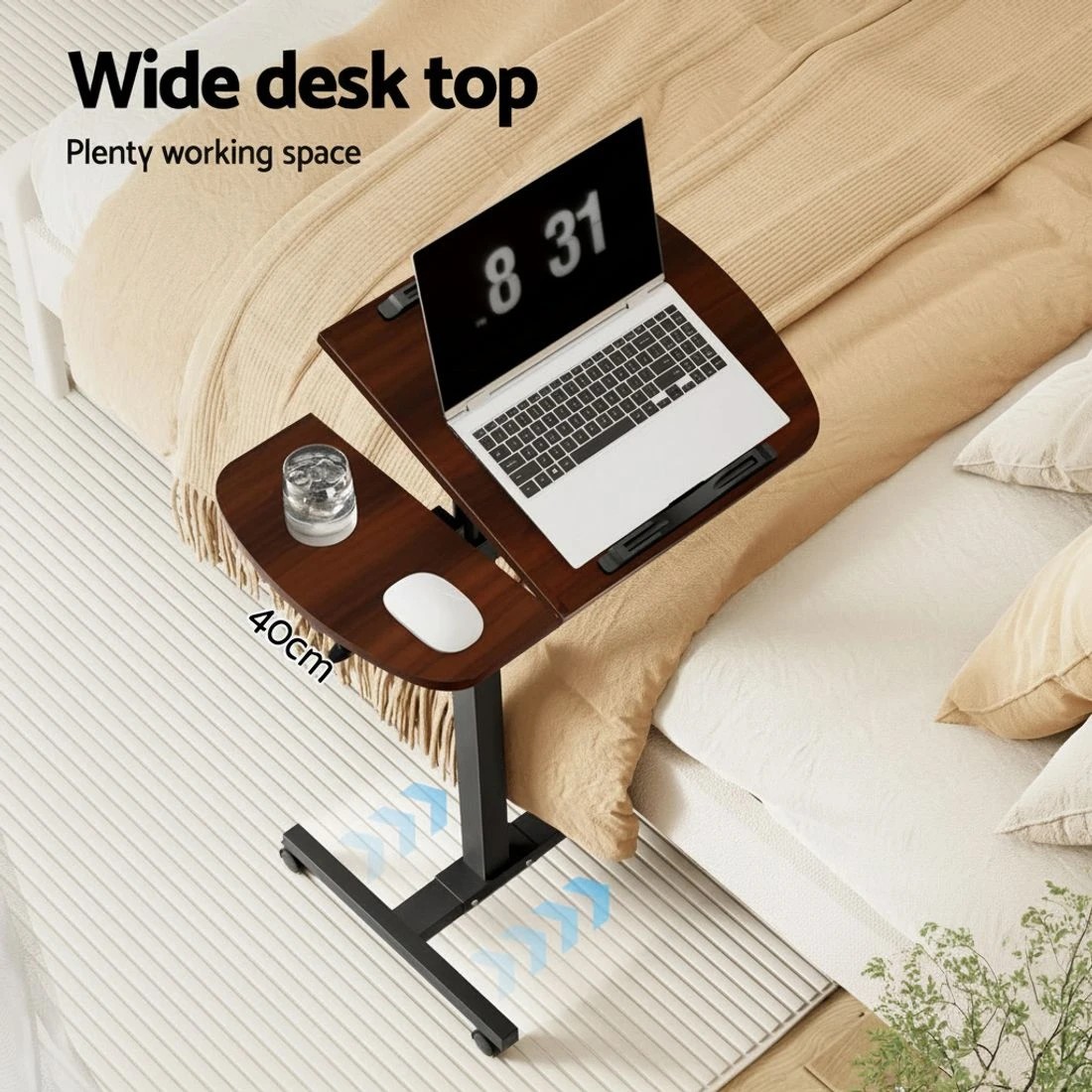 3 Artiss Laptop Desk Table Fan Cooling Walnut 60CM - Brown, 3 of 7