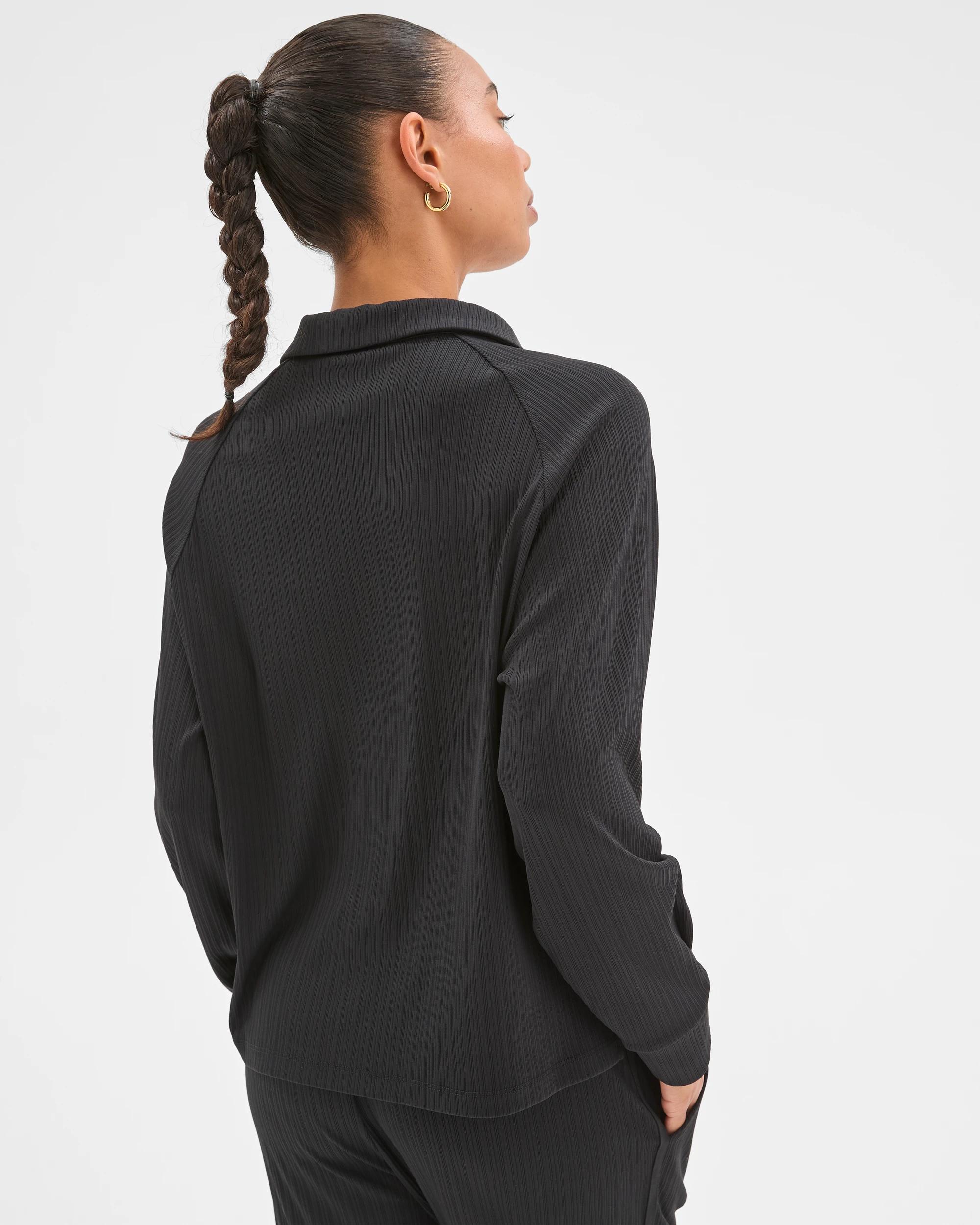 6 Target Active 1/4 Zip Plisse Jumper BLACK, 6 of 6