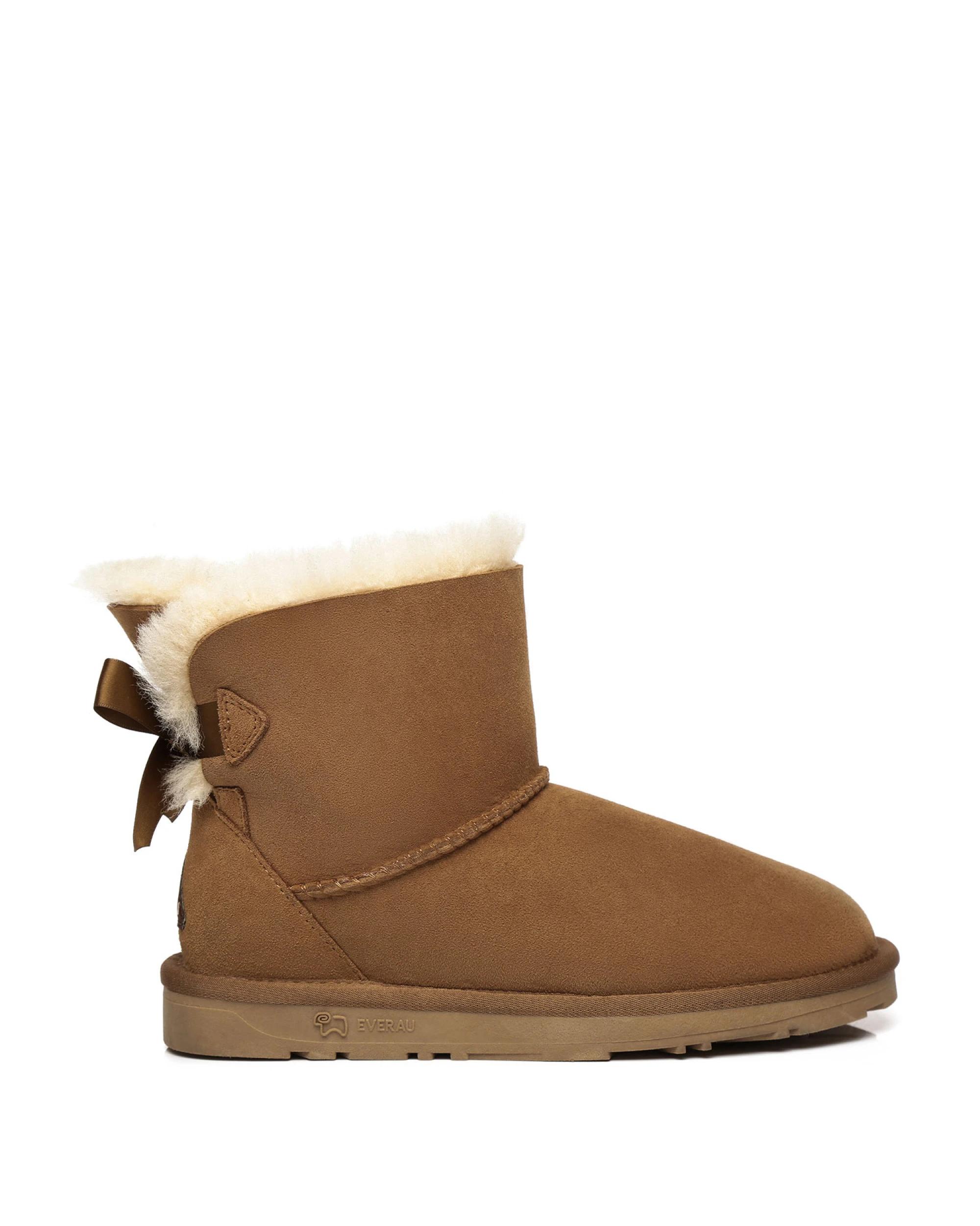 1 Everau Womens Mini Back Bow UGG Boots CHESTNUT, 1 of 5