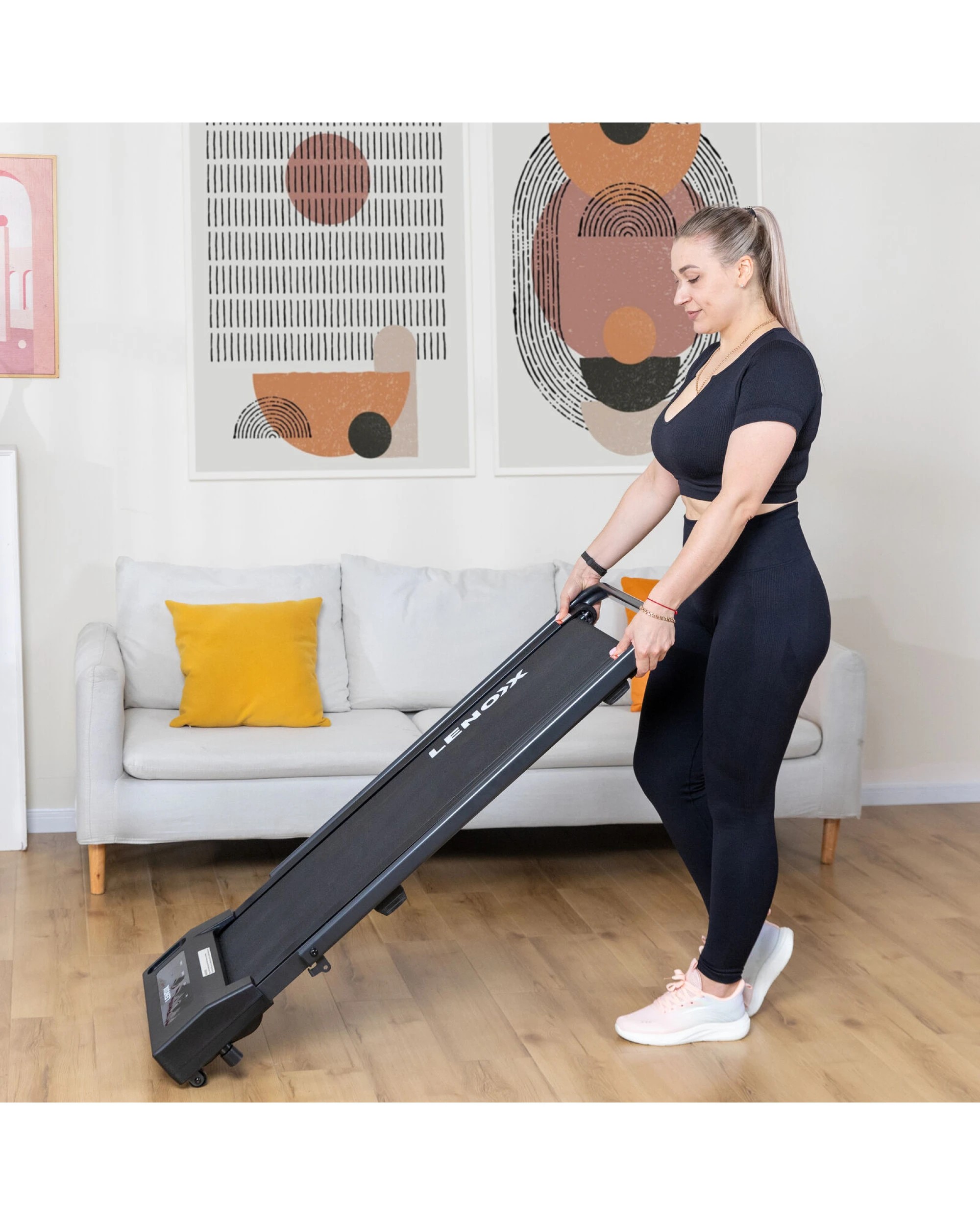 5 Lenoxx 2HP 52cm Walking Pad Treadmill w/ Remote, Foldable Handrail, and Tablet Holder, 5 of 10