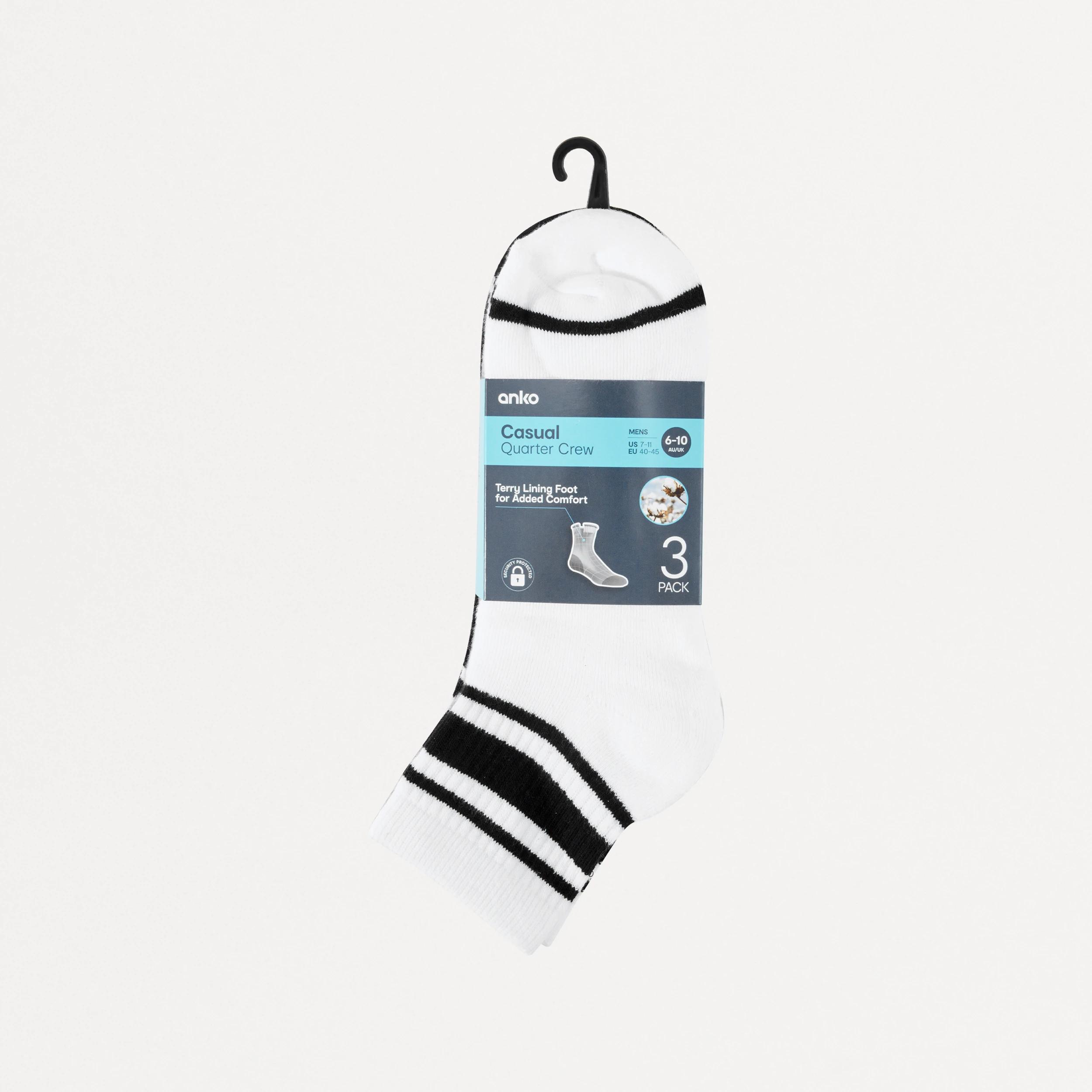 3 3 Pack Retro Rib Quarter Crew Socks Multi Dept, 3 of 4