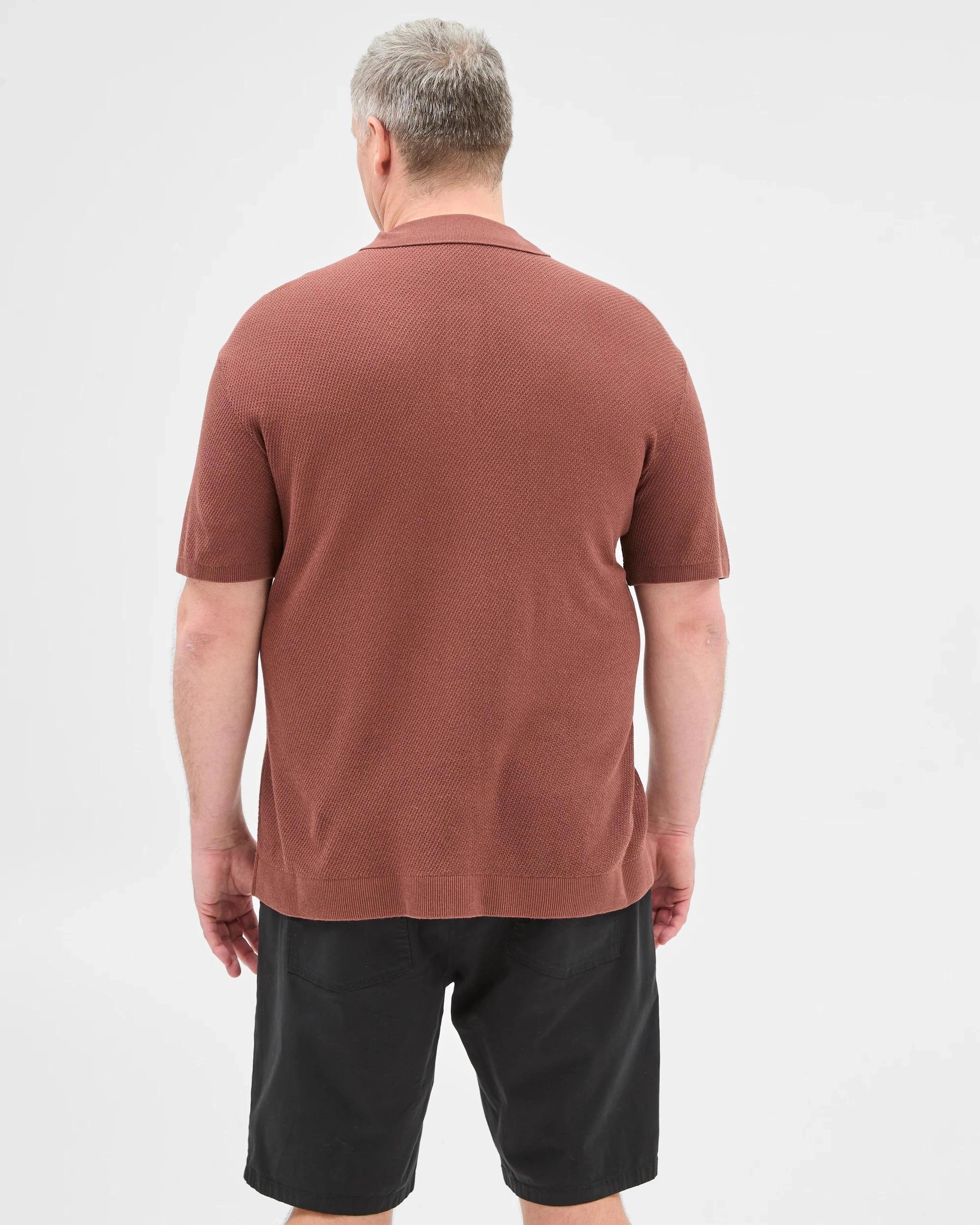 4 Plus Size Australian Cotton Blend Knit Polo Top - Preview BRICK, 4 of 5