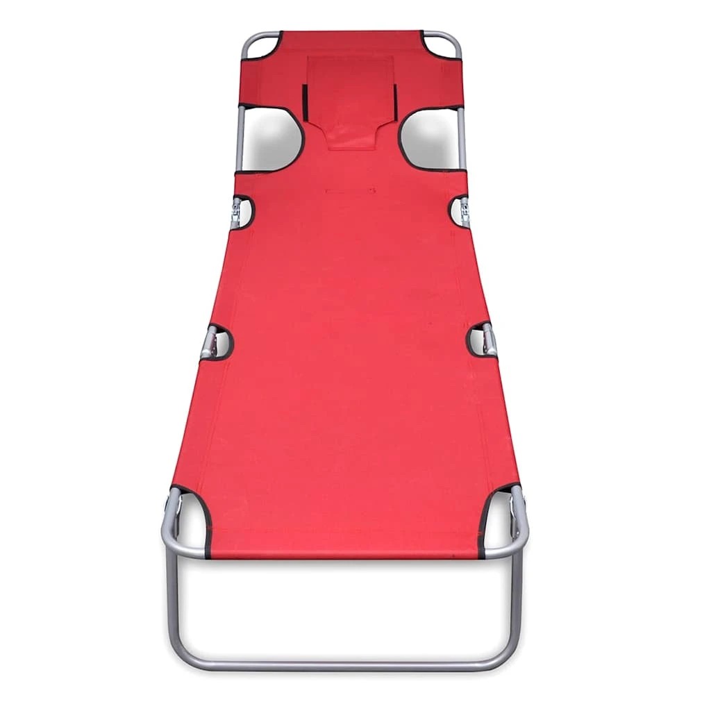 2 vidaXL Sun Lounger Foldable - Red, 2 of 7