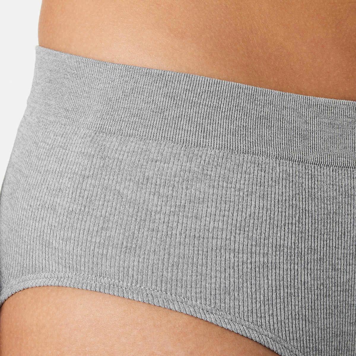 7 3 Pack Rib Seamfree Full Briefs BLACK, GREY MARLE, BLACK, 7 of 7